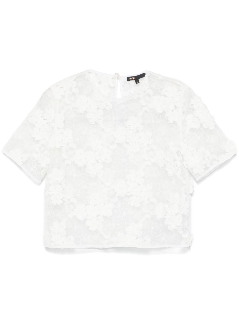 floral-lace T-shirt - 1