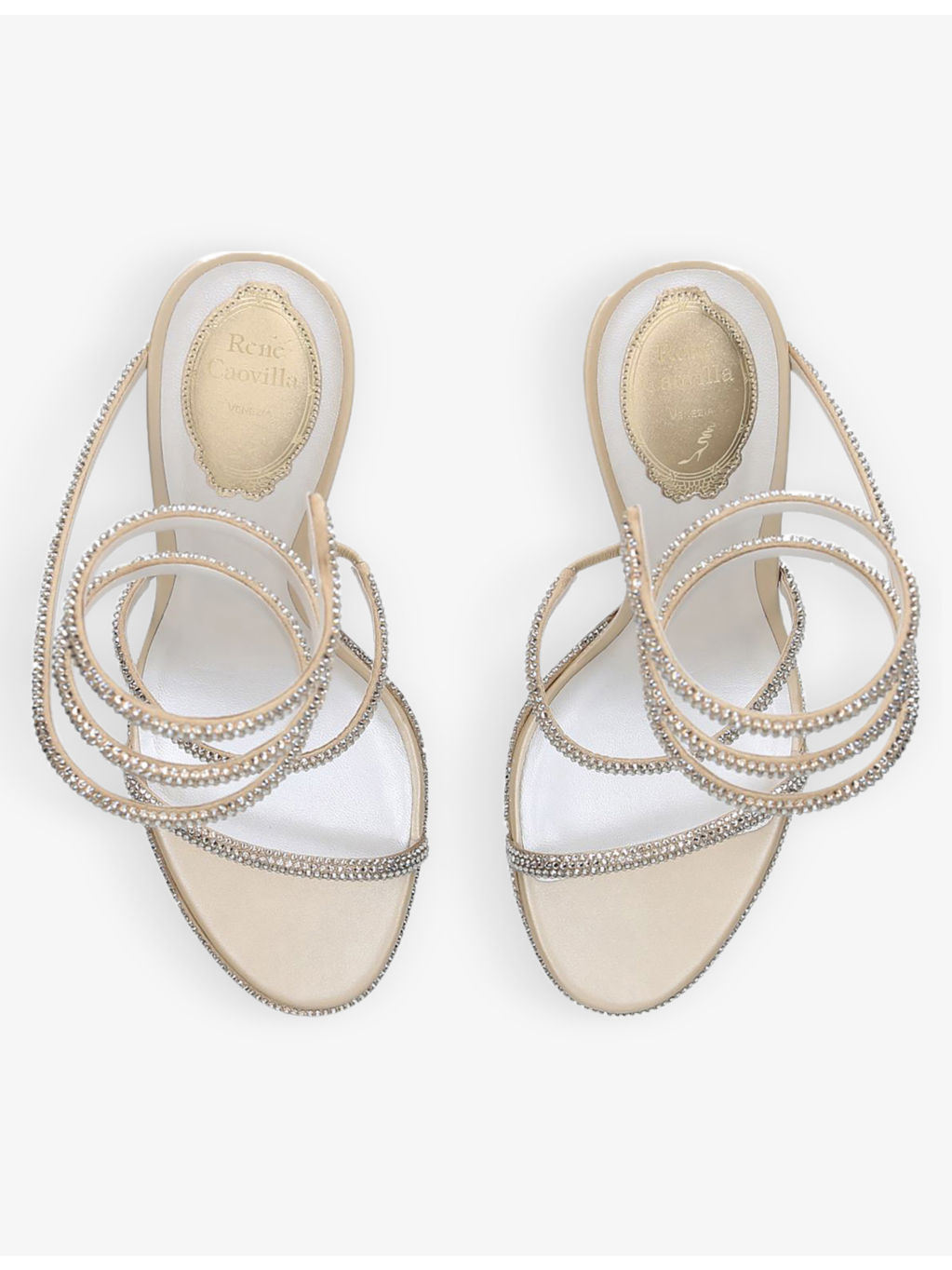Cleo crystal-embellished leather heeled sandals - 4