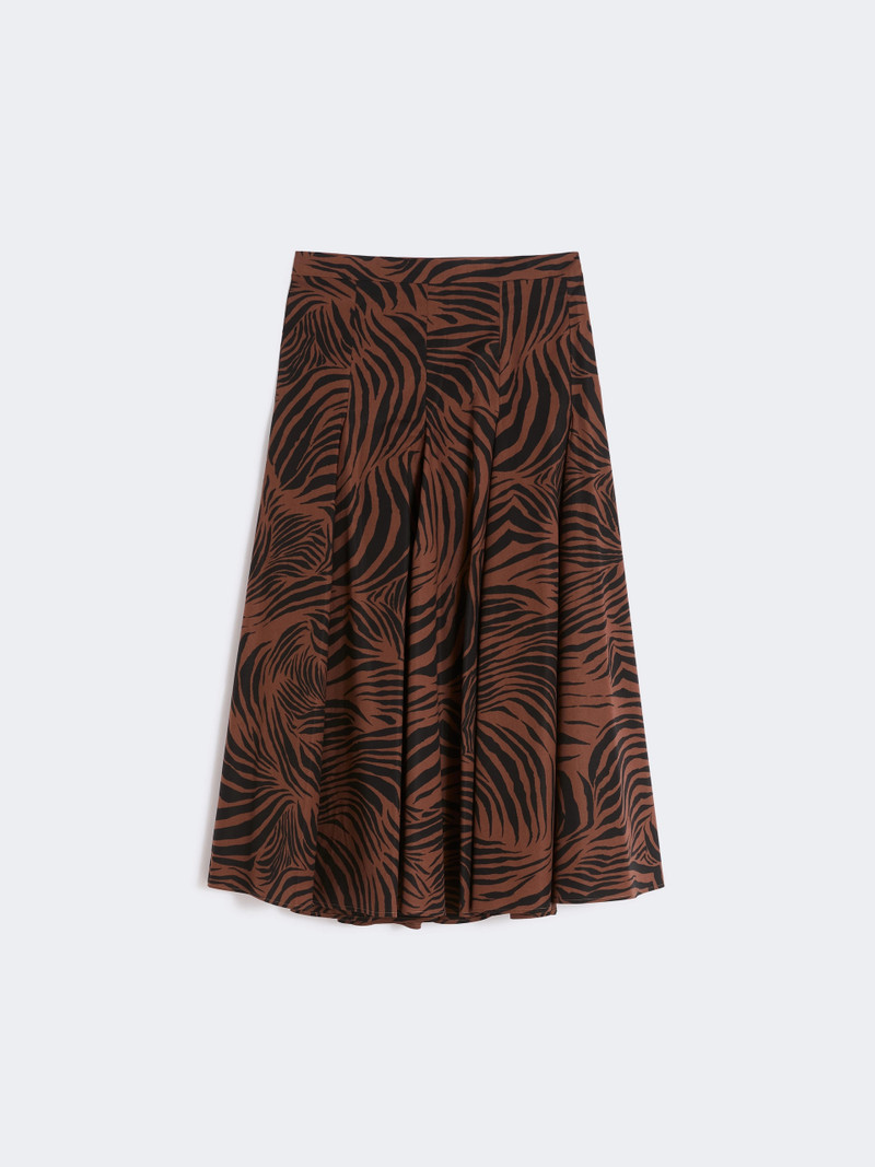 PANTEON Printed poplin skirt - BROWN 1