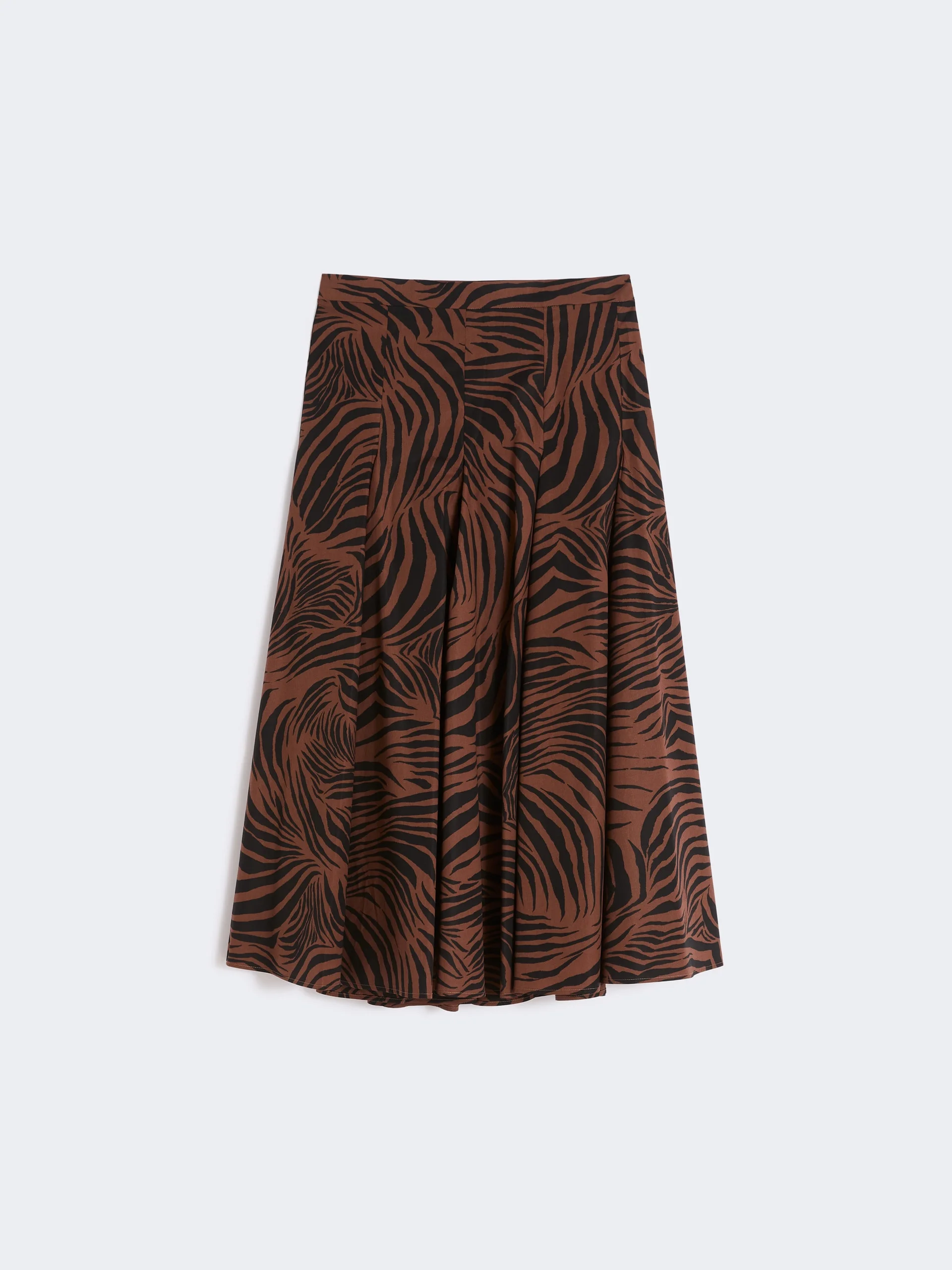 Printed poplin skirt - BROWN - 1