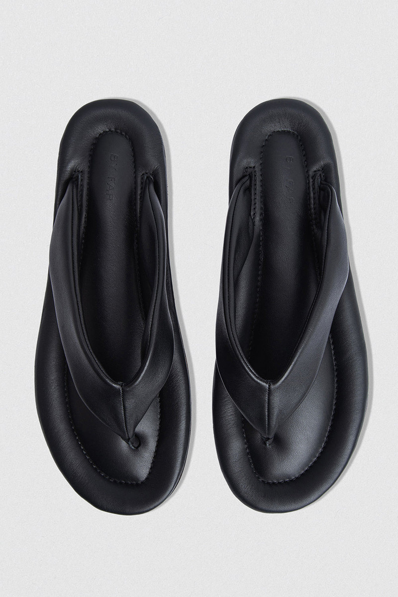 Dasha Black Nappa Leather Flip-Flop Sandal 4