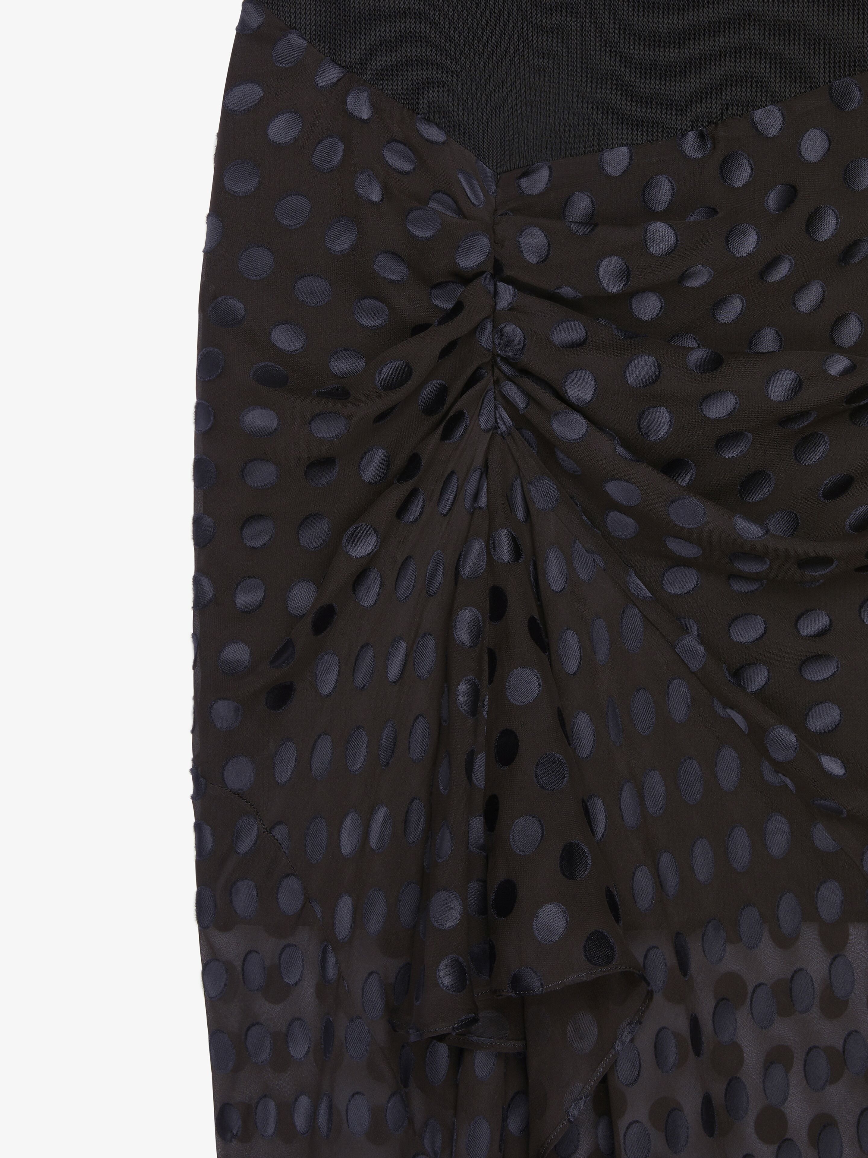 DRAPED DRESS IN JERSEY AND POLKA DOTS DÉVORÉ SATIN - 5