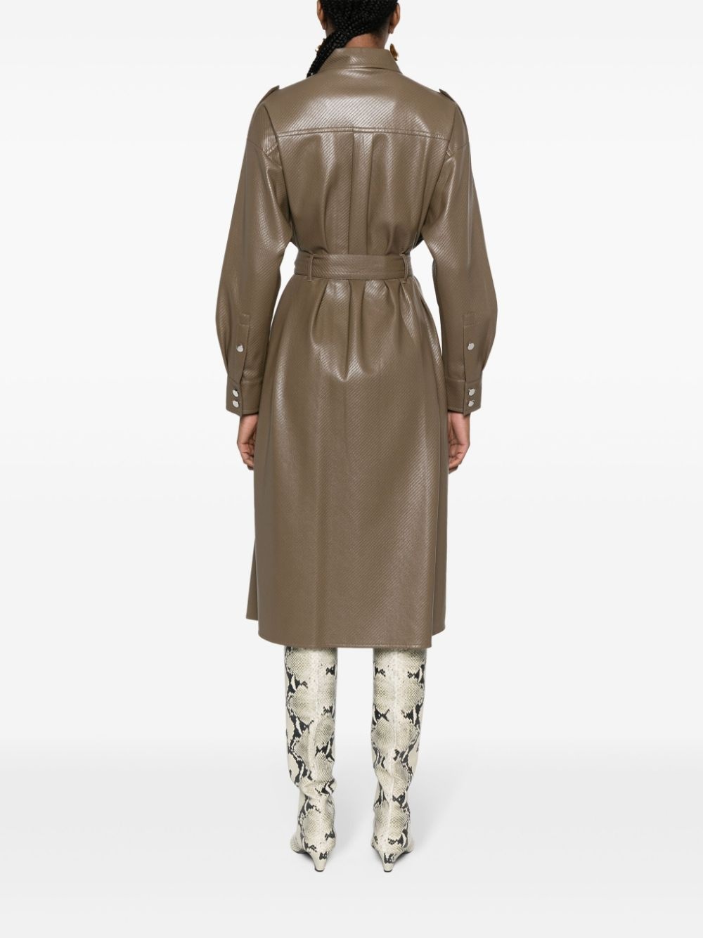 perforated belted shirt dress - 4