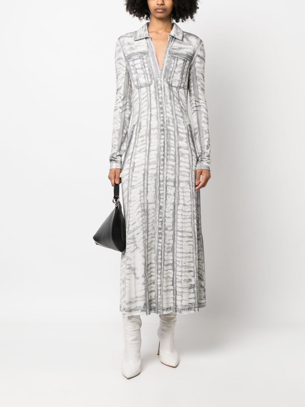 printed long-sleeve dress - 2