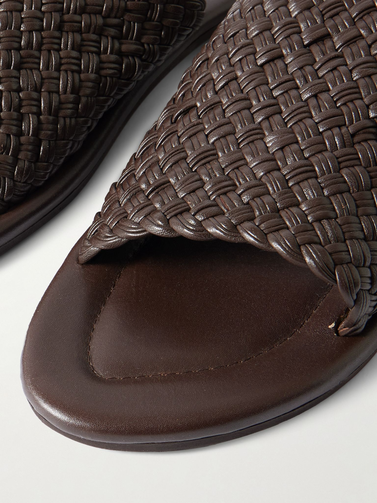 Woven leather sandals Chocolate - 4