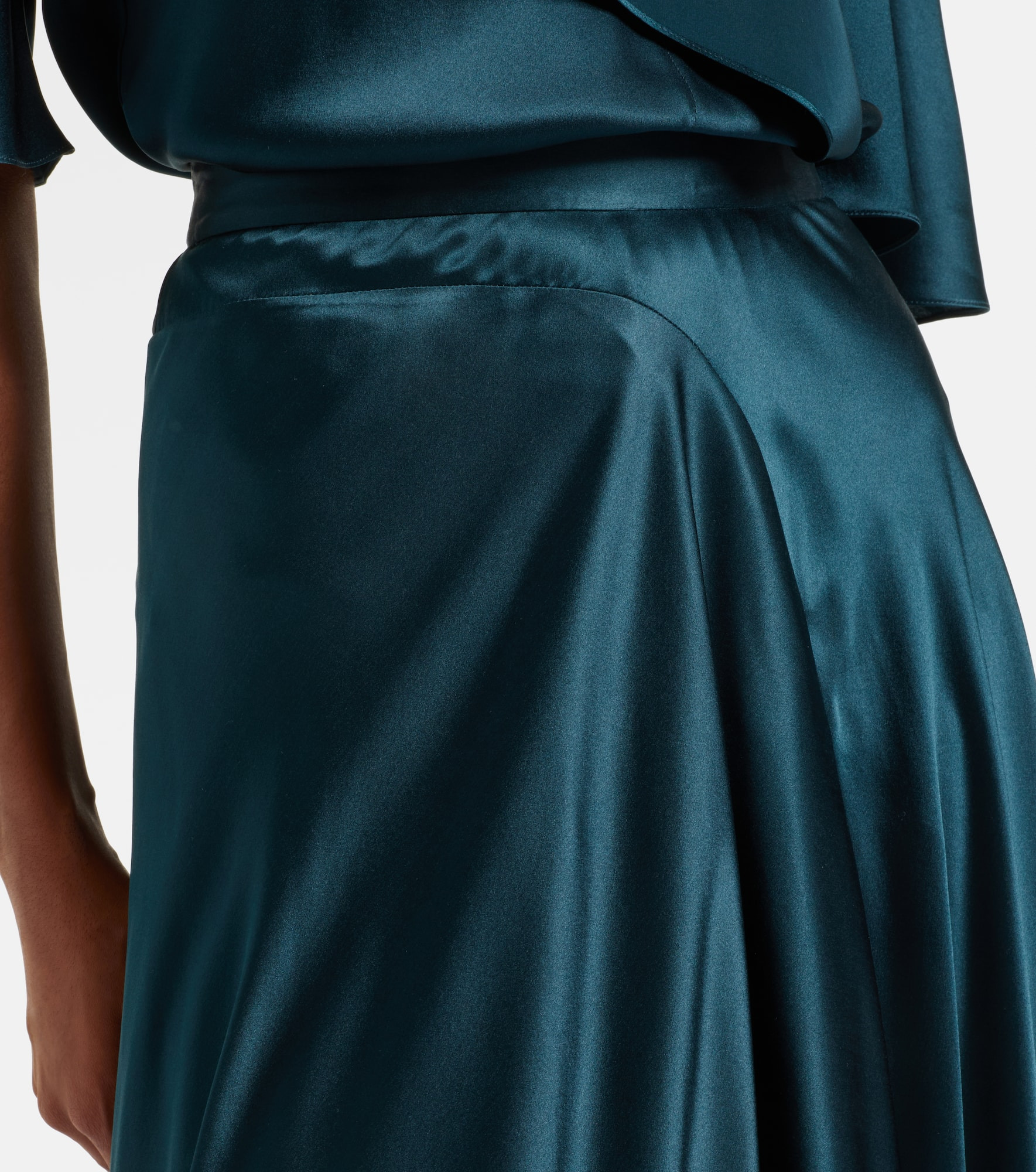 Asha asymmetric silk satin maxi skirt - 4