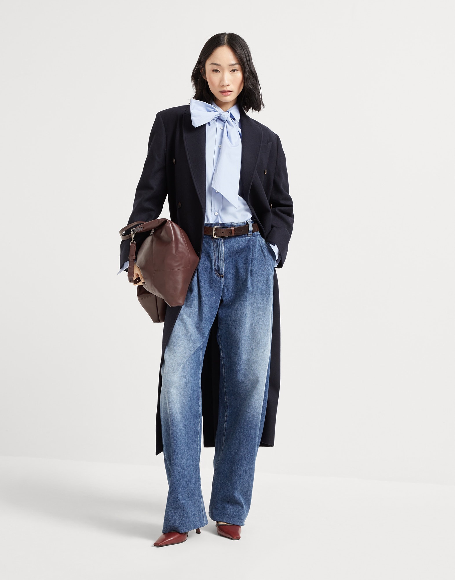 Lightweight wool cloth coat with monili - 5