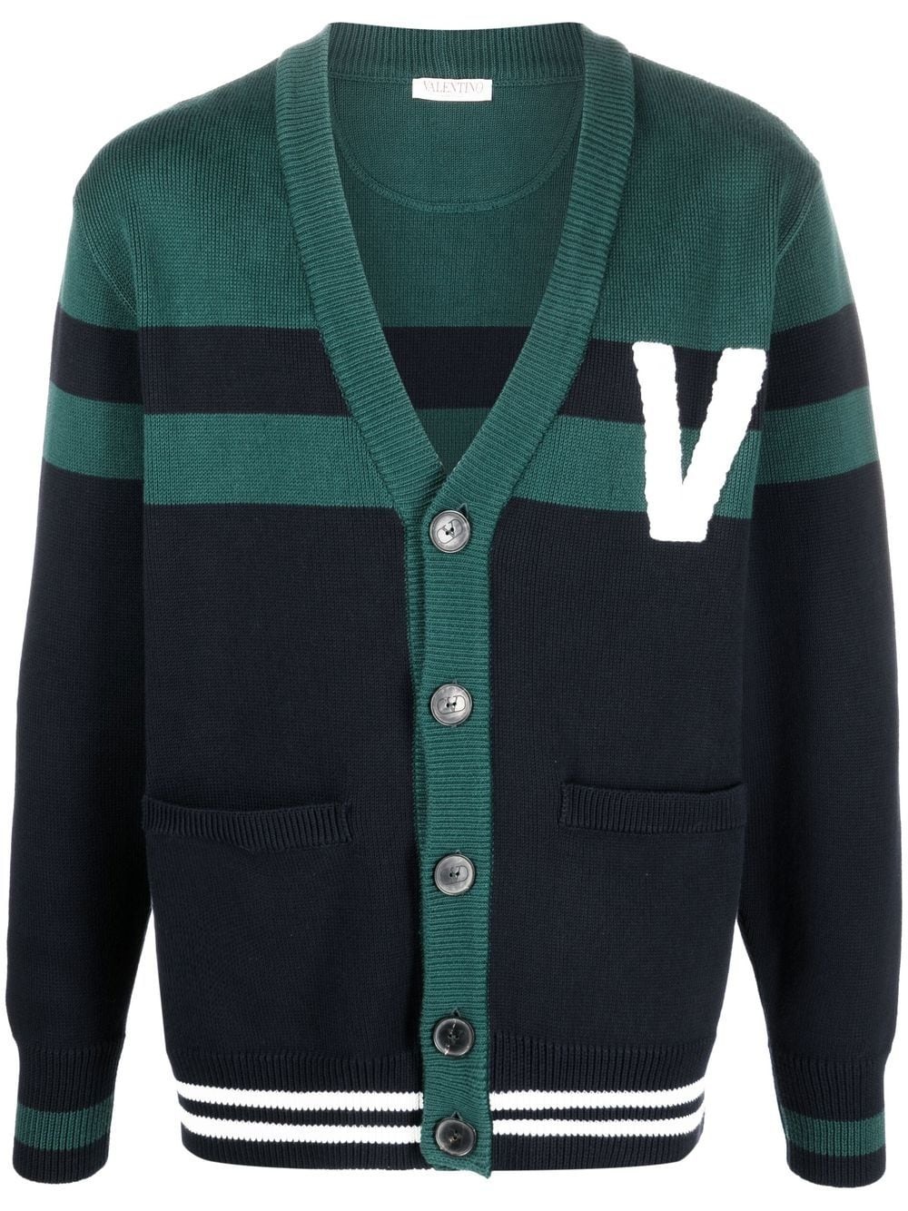 V-logo knitted cardigan - 1