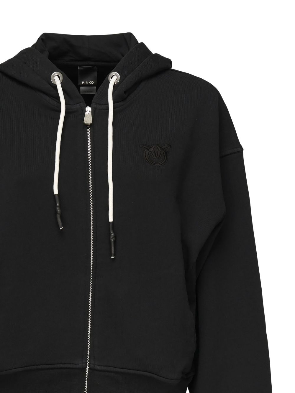 embroidered logo zip-up hoodie - 3