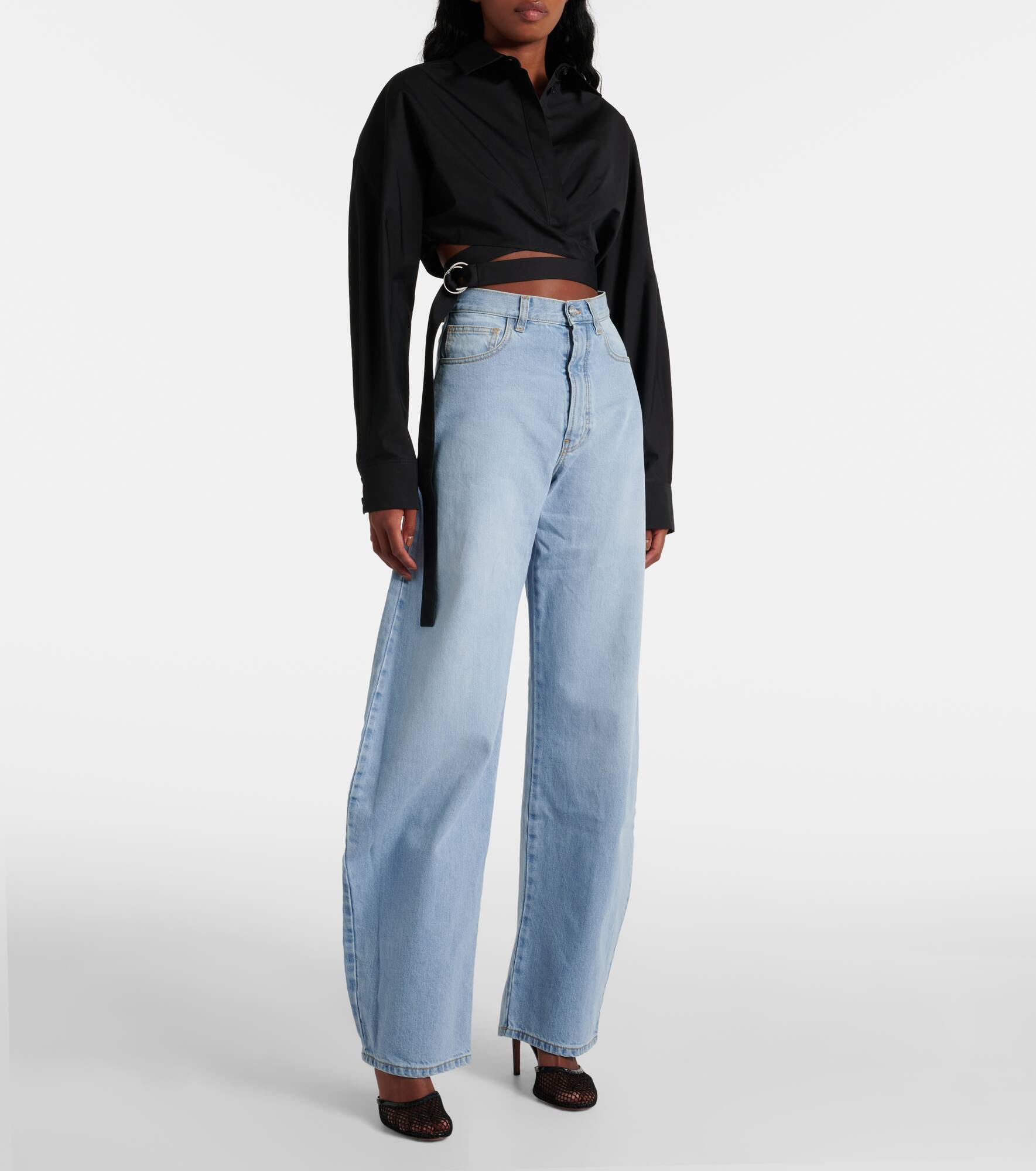 Cropped cotton poplin shirt - 2