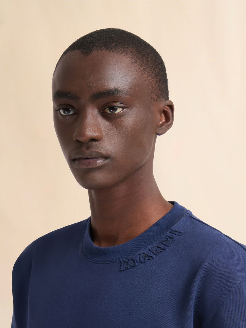 BLUE BIO COTTON OVERSIZED T-SHIRT WITH MARNI PATCHES - 4