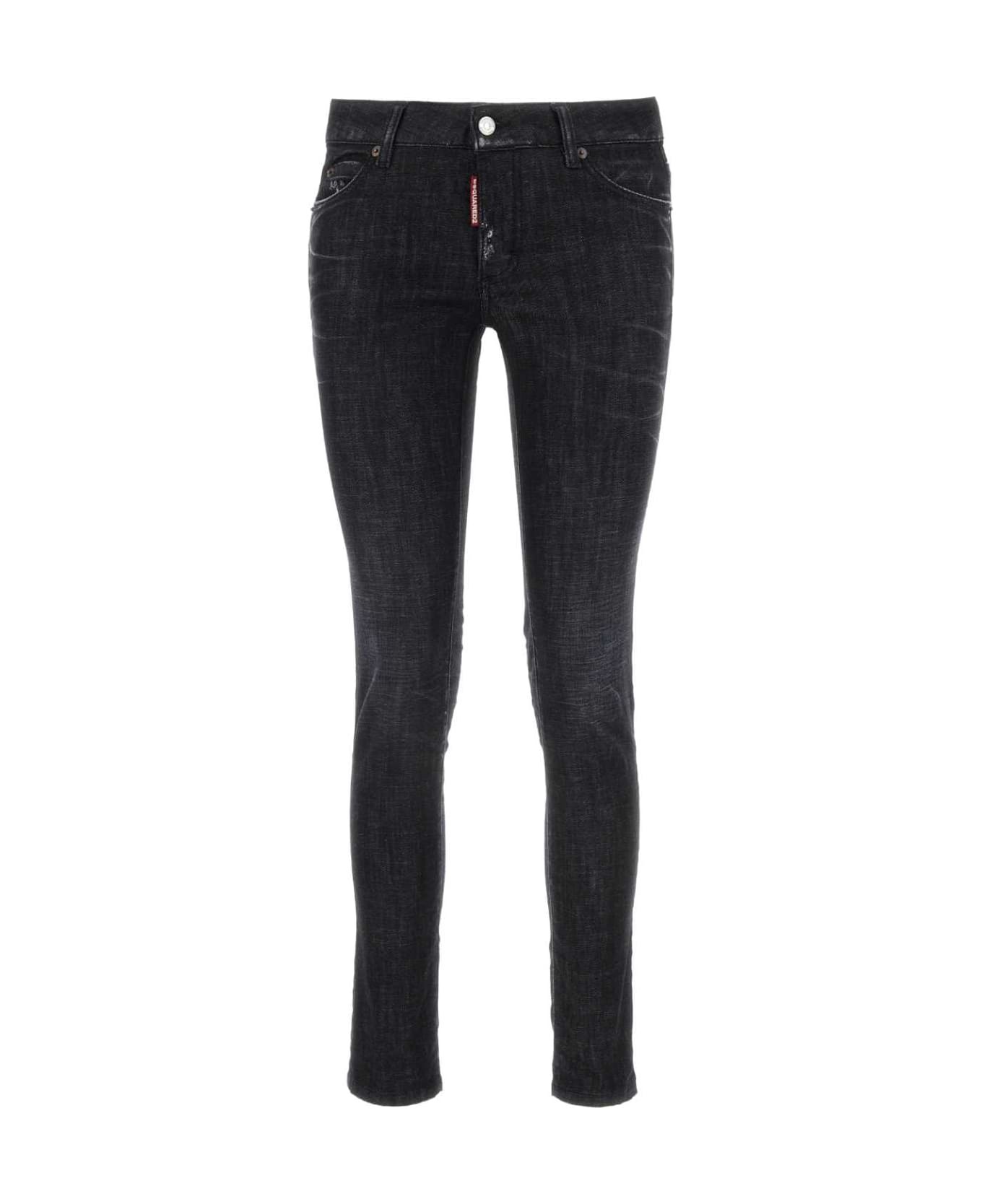 Black Stretch Denim Jennifer Jeans - 1