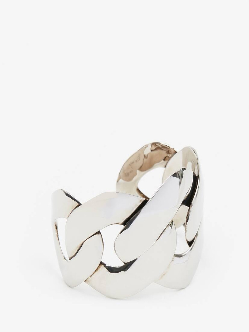 Alexander McQueen Women's Chain Cuff in Antique Silver outlook