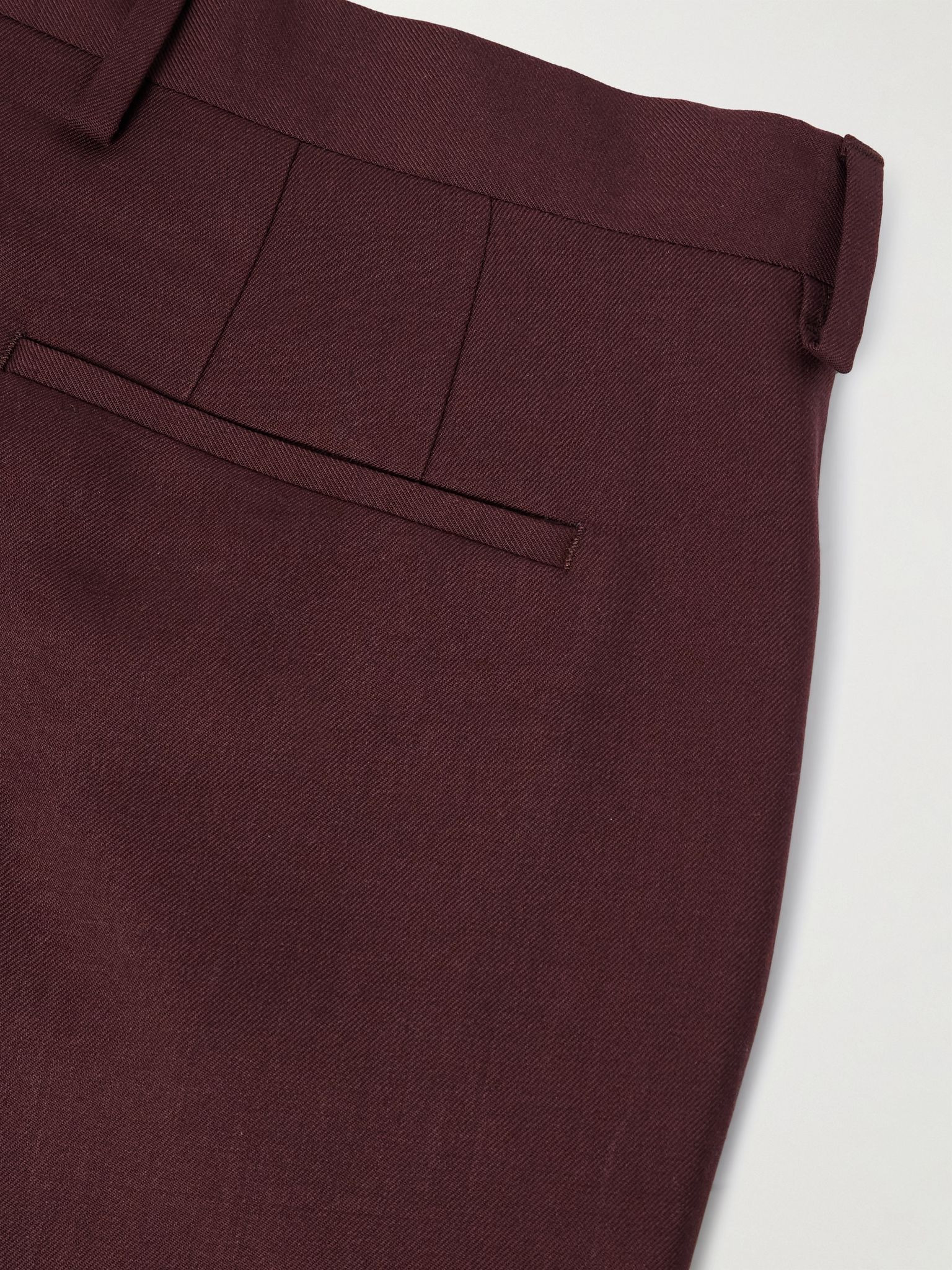 Slim-Fit Straight-Leg Wool-Twill Suit Trousers Burgundy - 5
