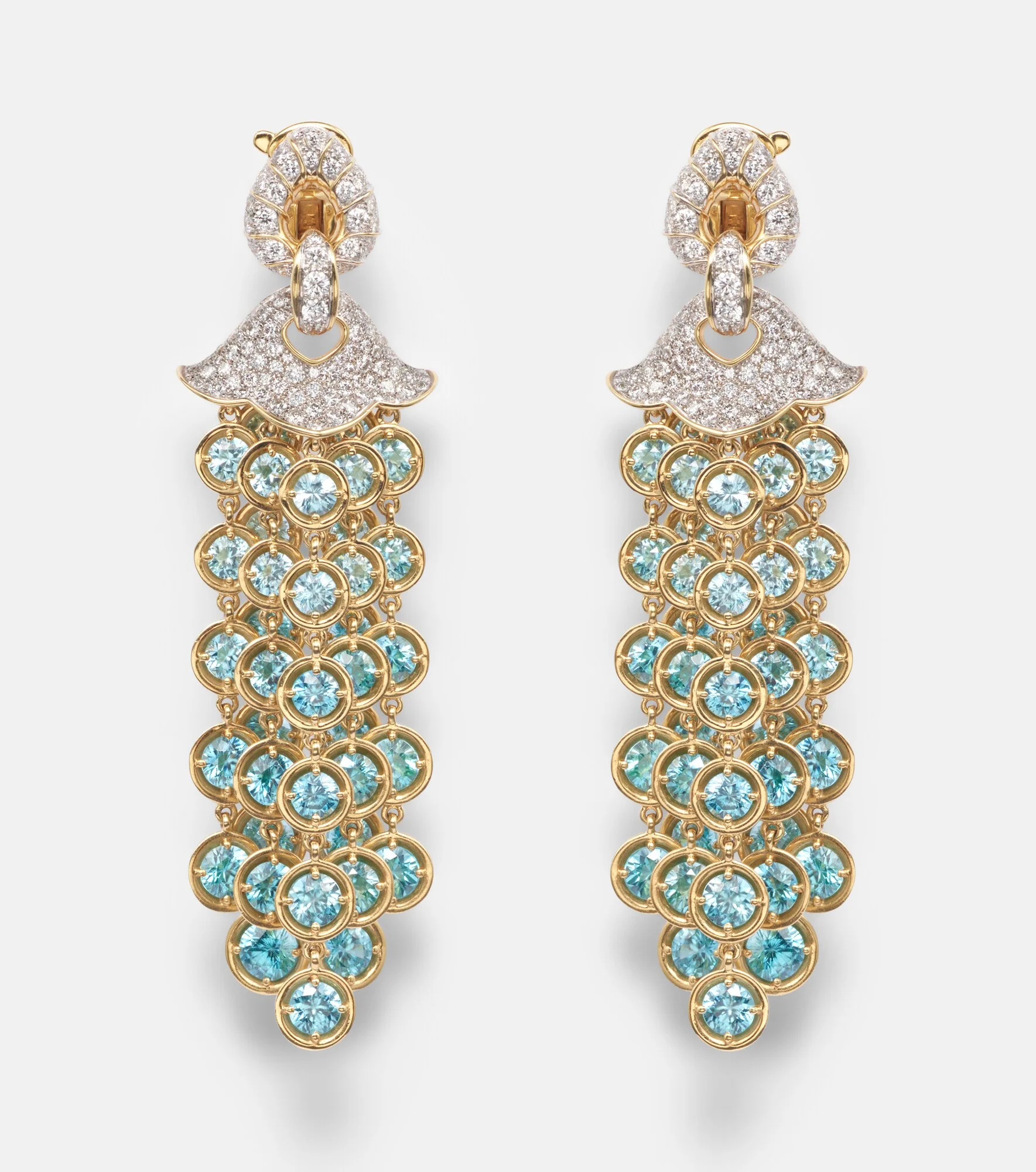 Pampilles 18kt gold drop earrings with diamonds and zircons - 1