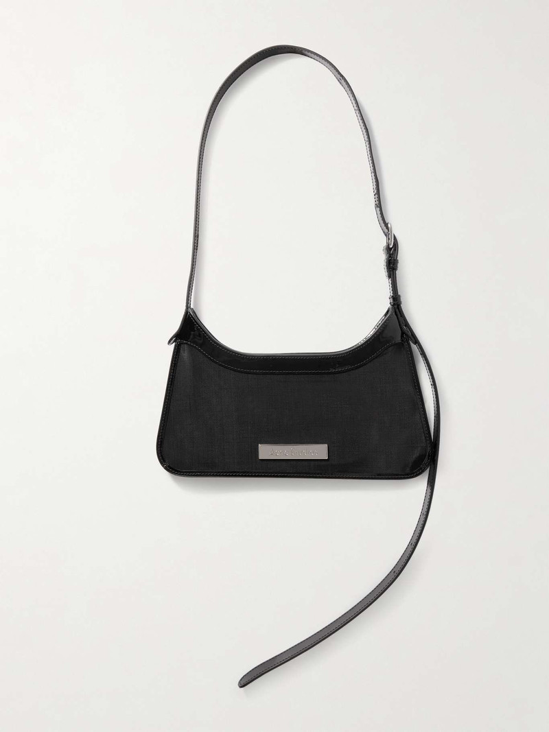 Embellished patent leather-trimmed mesh shoulder bag - 1
