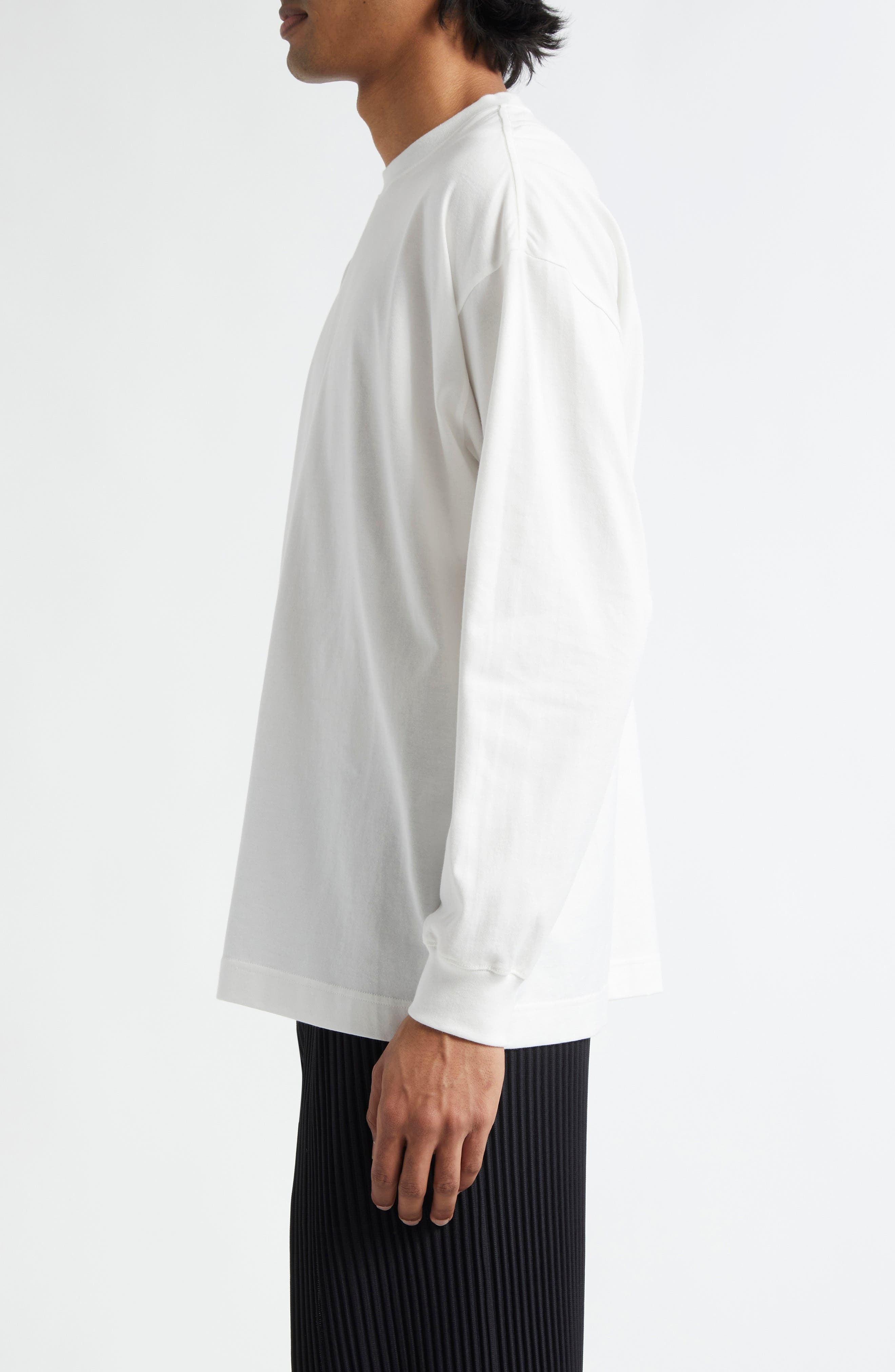 Homme Plissé Issey Miyake Invitation Long Sleeve Graphic T-Shirt in White at Nordstrom - 4