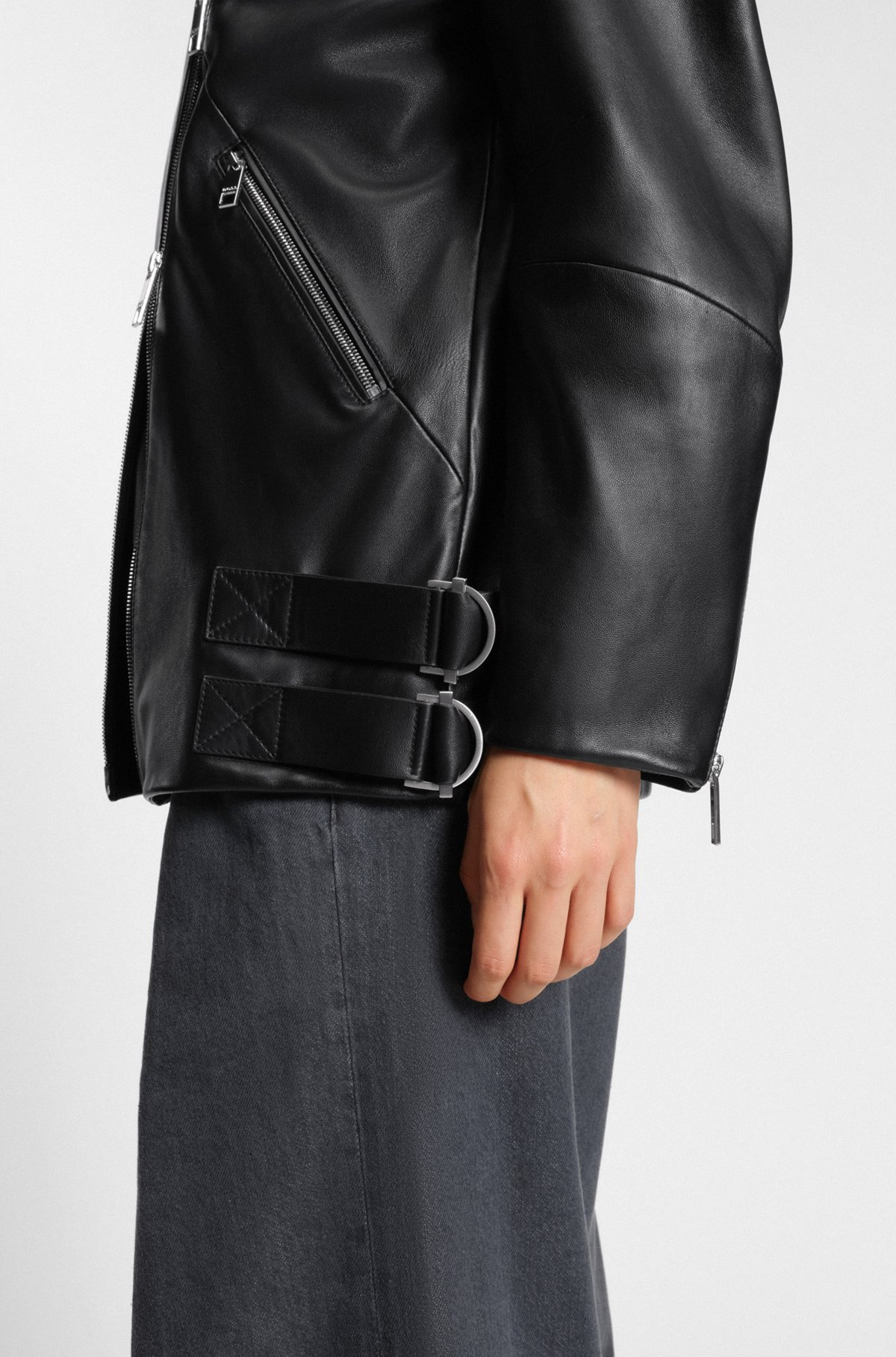 LONG BIKER JACKET IN NAPPA LEATHER - 6