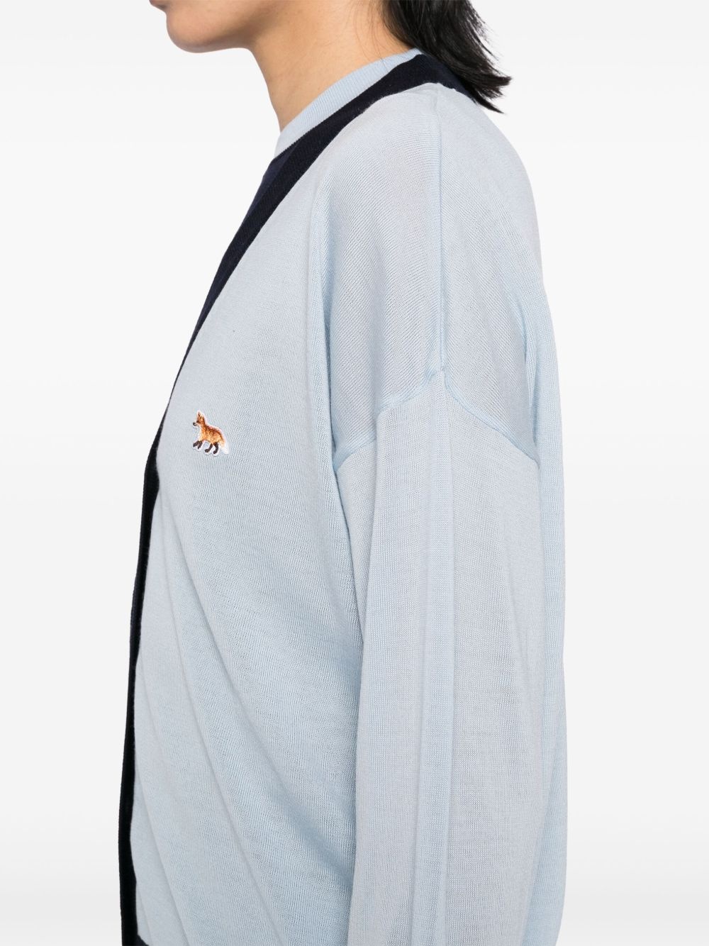 baby fox patch bi-colour cardigan - 5