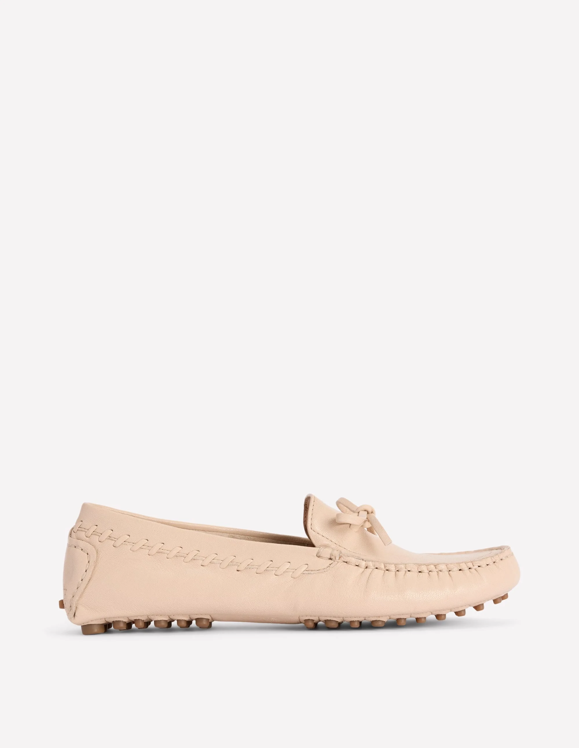 Heidi Stitched Soft Loafers-Ecru - 1