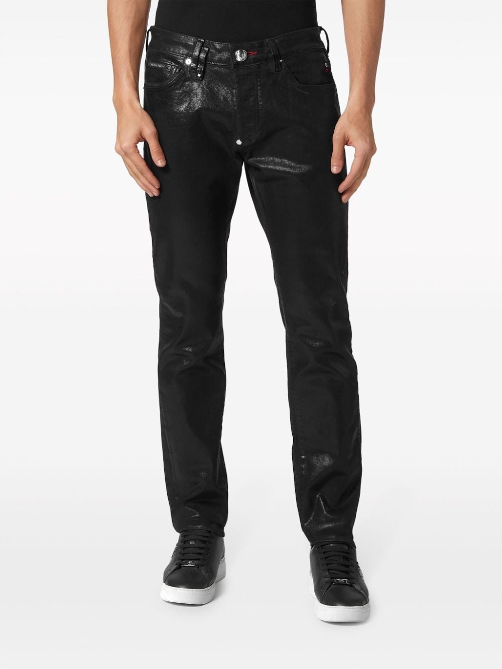 coated-finish straight-leg jeans - 3