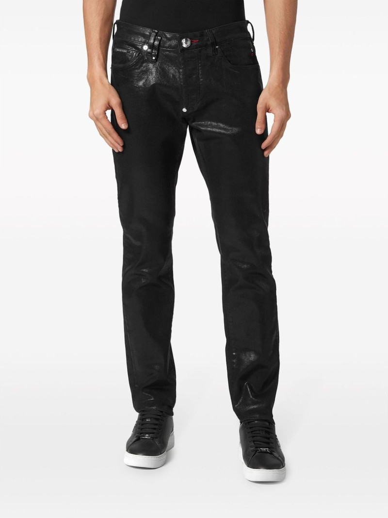 coated-finish straight-leg jeans 3