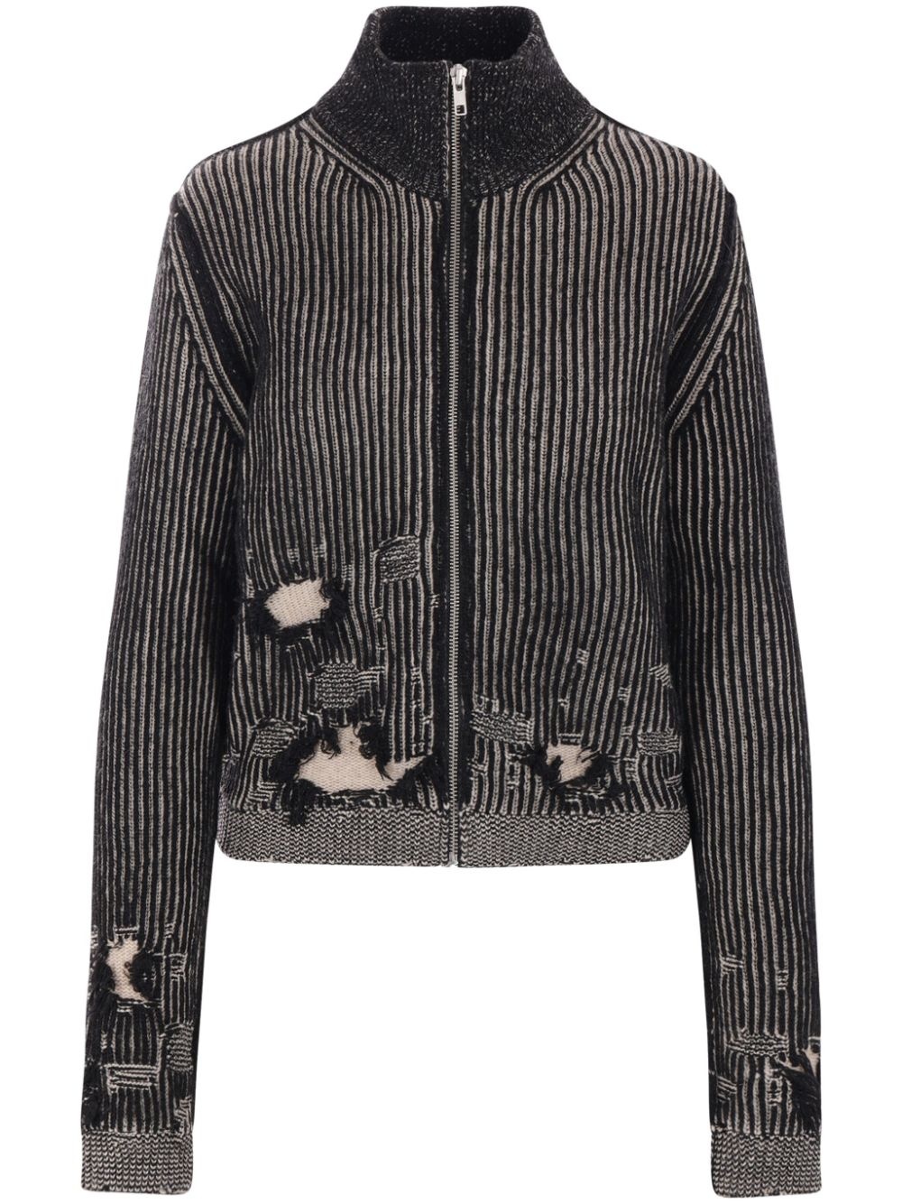 distressed effect cardigan - 1