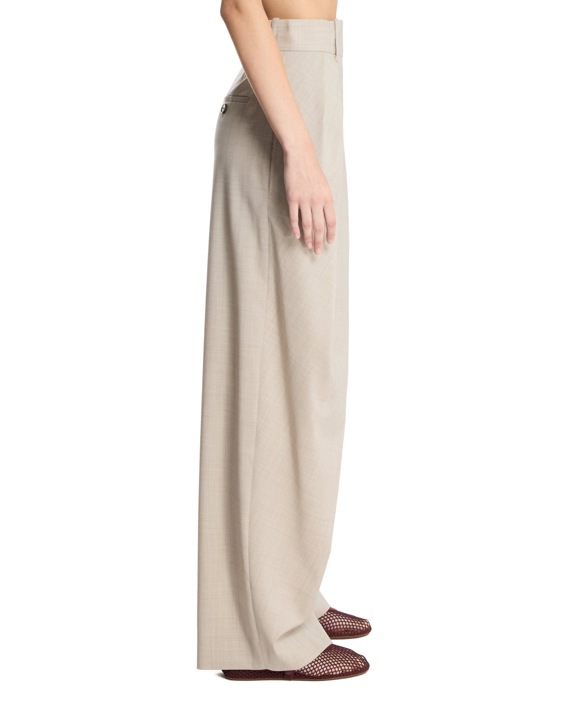 Beige Wool Wrap Pants - 5