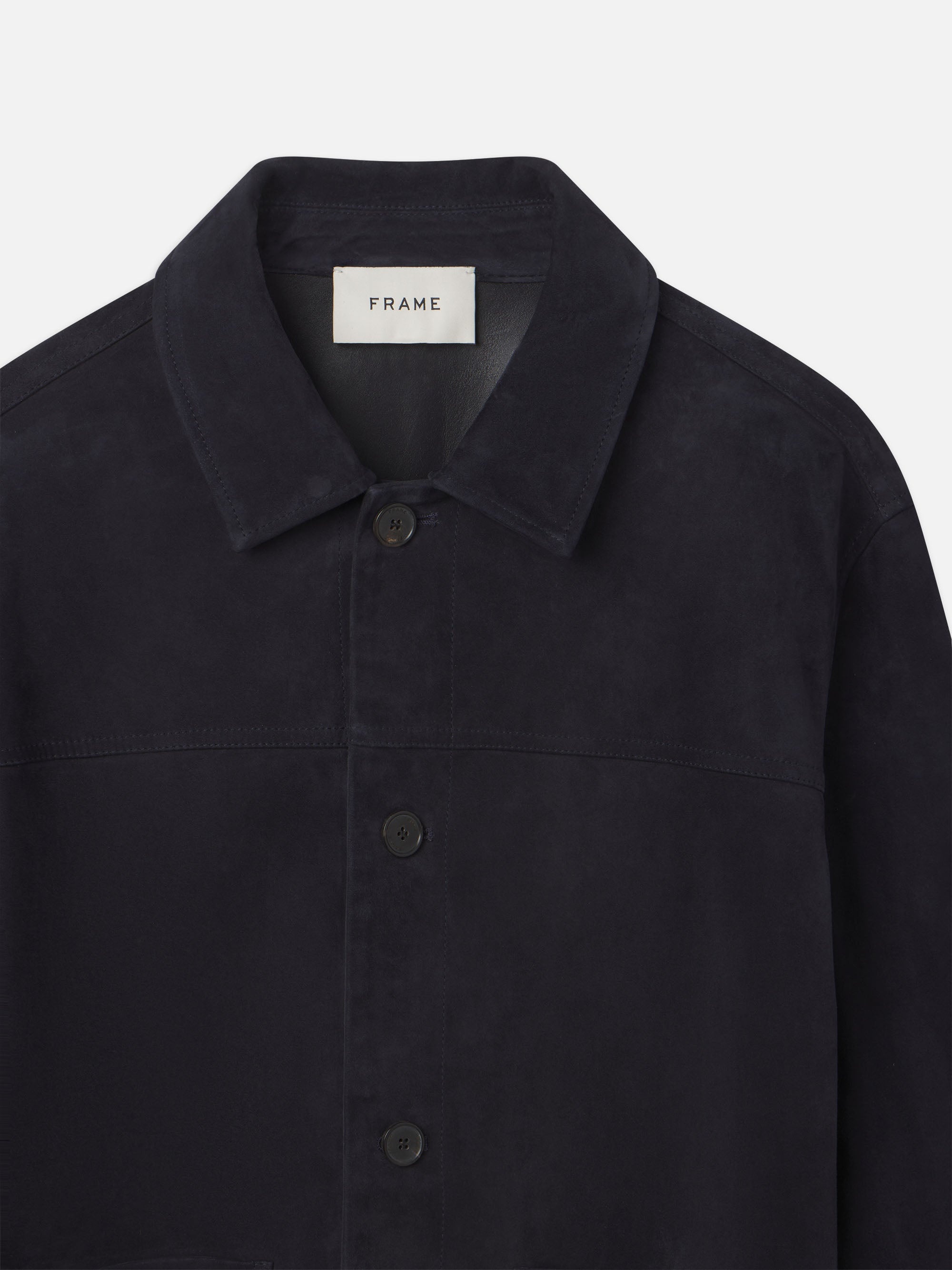 Unlined Suede Chore Coat in Dark Navy - 3