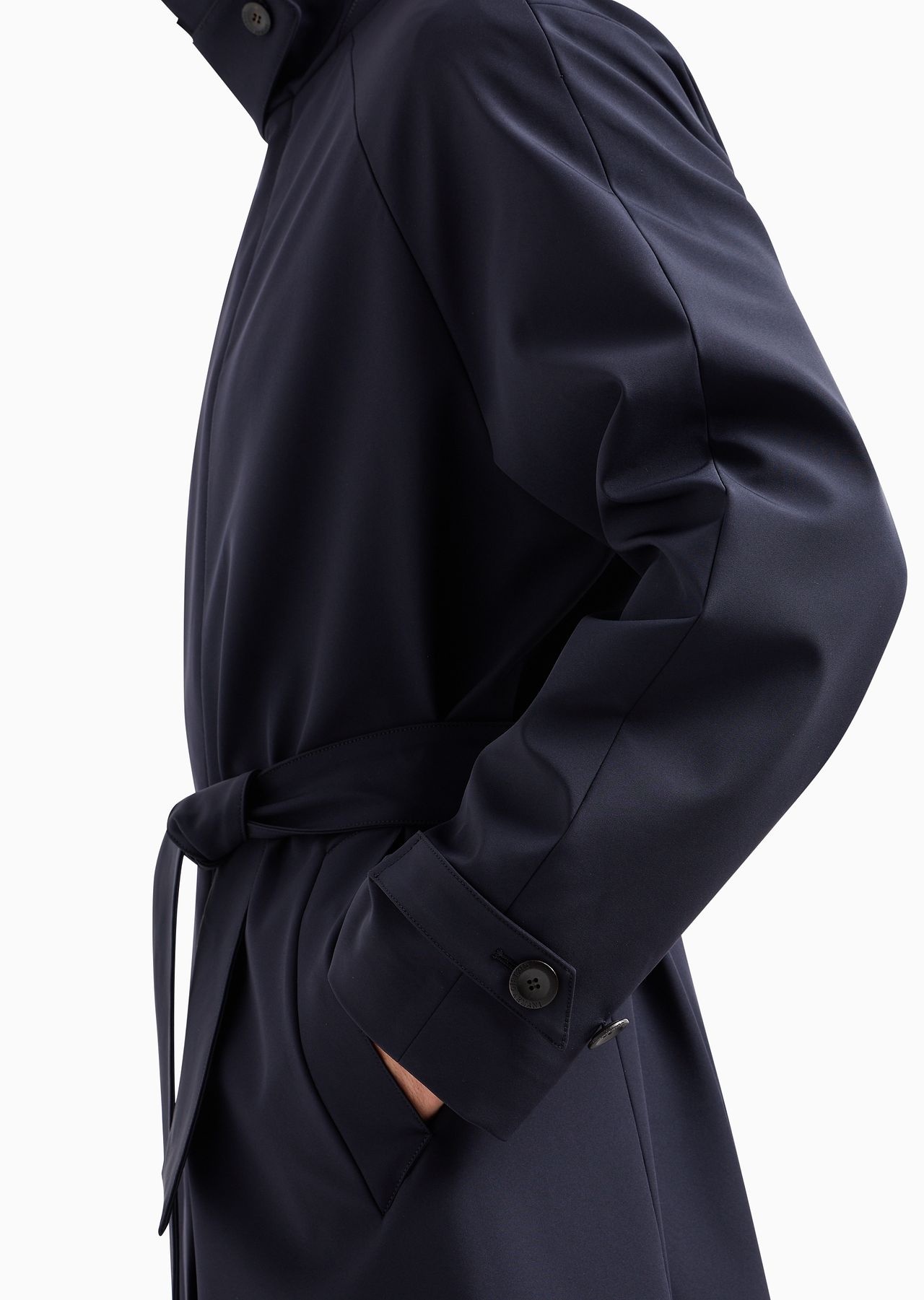 Single-breasted trench coat in technical jersey - 7