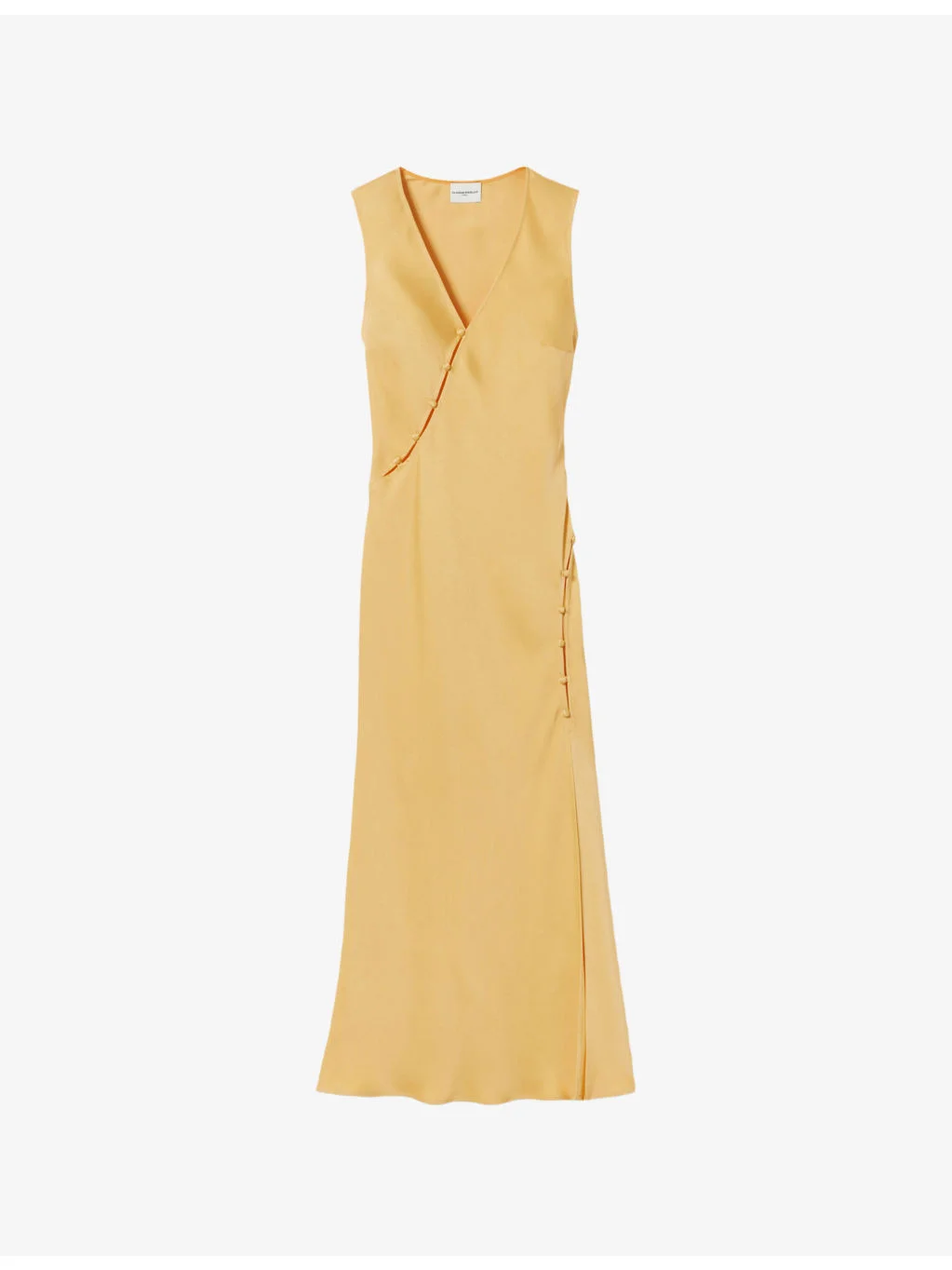V-Neck Button-Embellished Satin Maxi Dress - 1