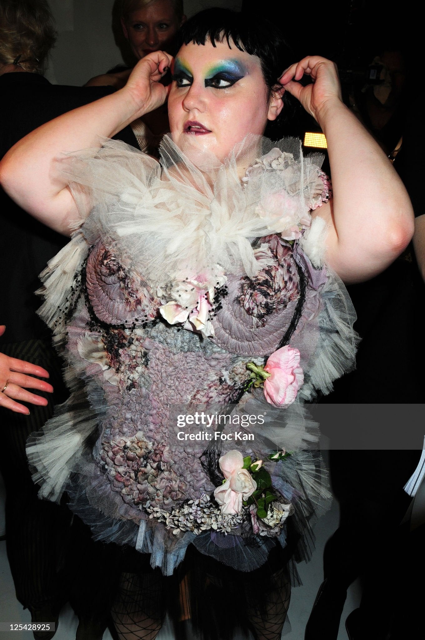 Jean Paul Gaultier Spring 2011 Ruched Floral Mesh Dress S - 3