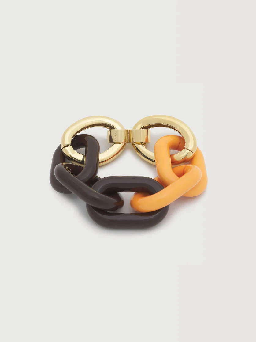 ORANGE AND BROWN RESIN CHAIN BRACELET - 1