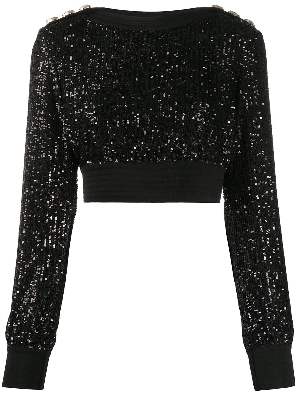 sequinned cropped sweatshirt - 1