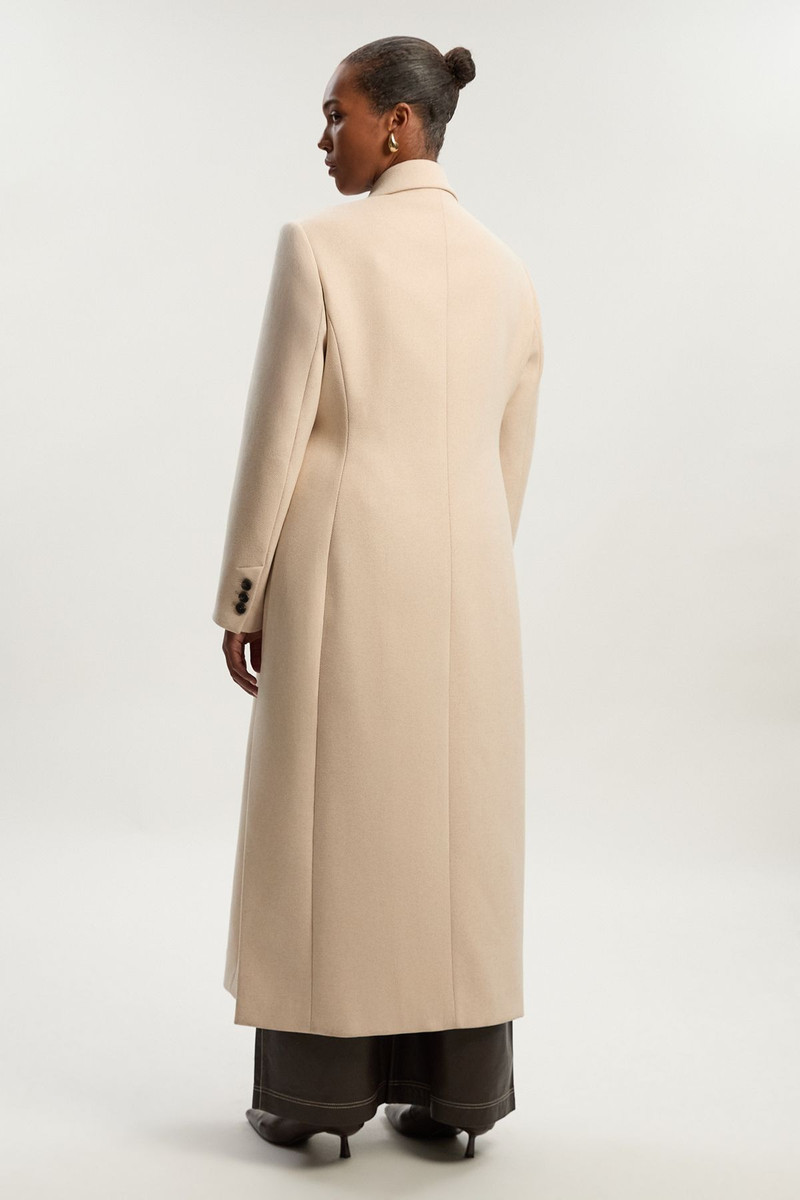 Plus Size Stripe Wool Double Breasted Tailored Maxi Coat 6
