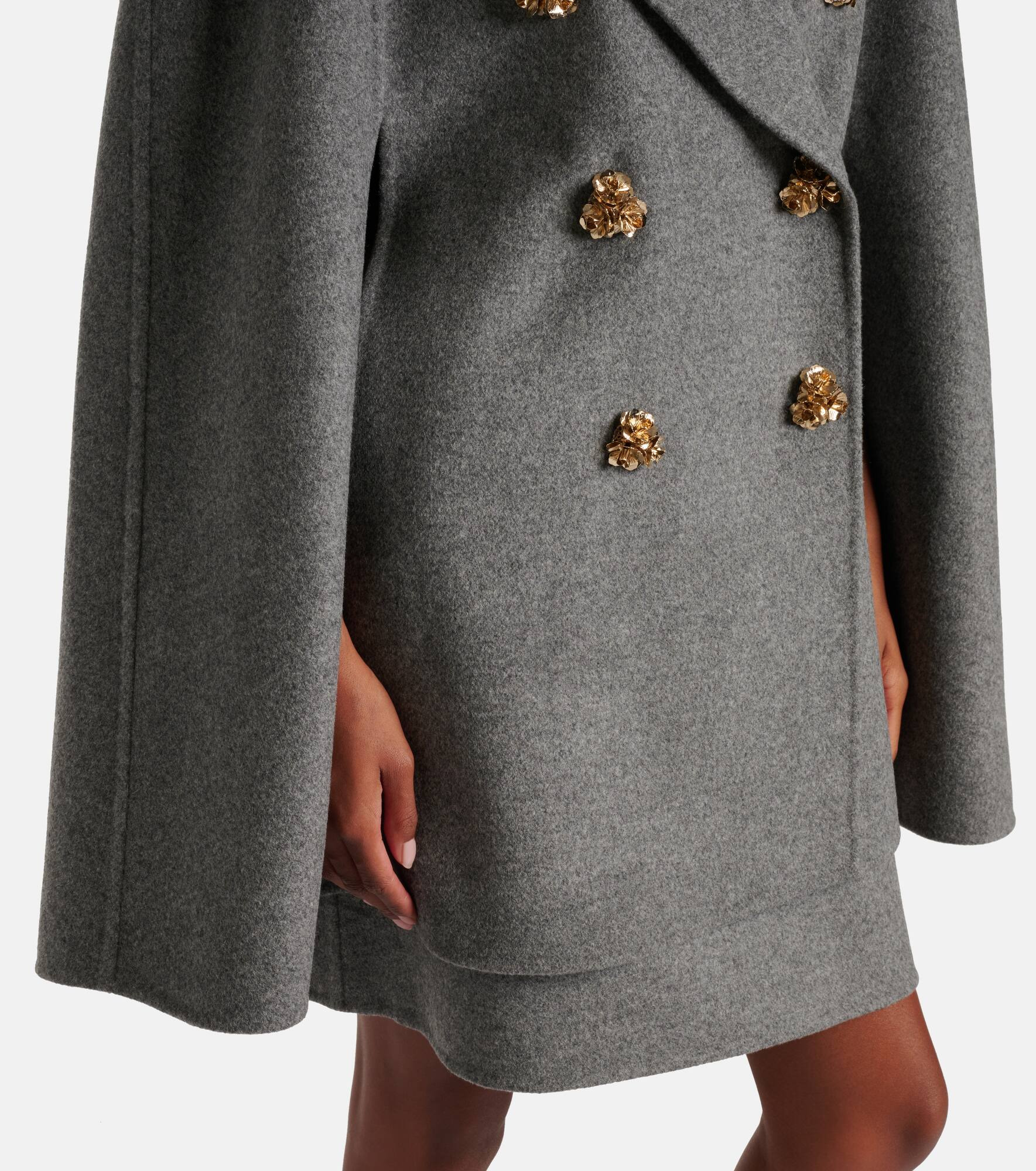 Double-breasted mélange virgin wool cape - 5