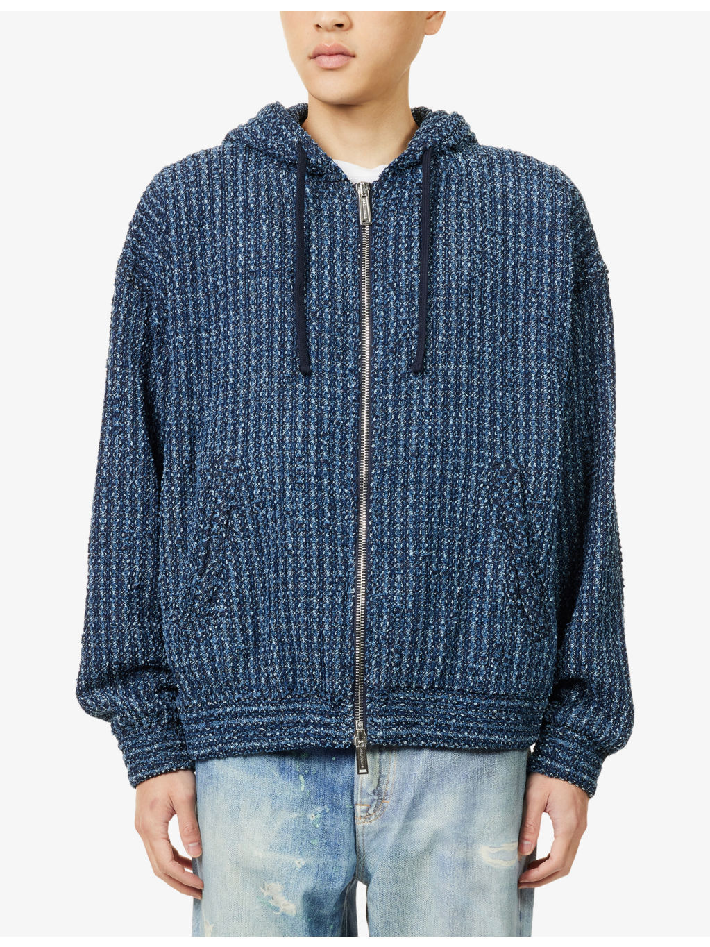 Hooded Long-Sleeve Denim Hoody - 3