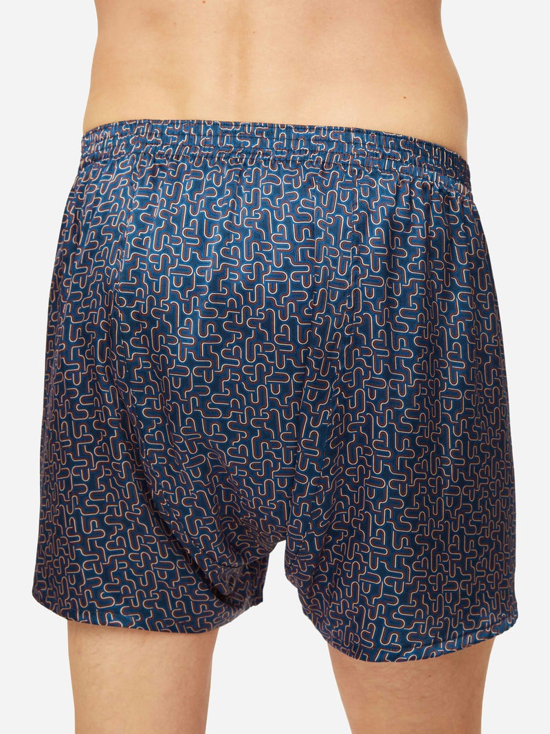 Men's Classic Fit Boxers Brindisi 89 Silk Satin Navy