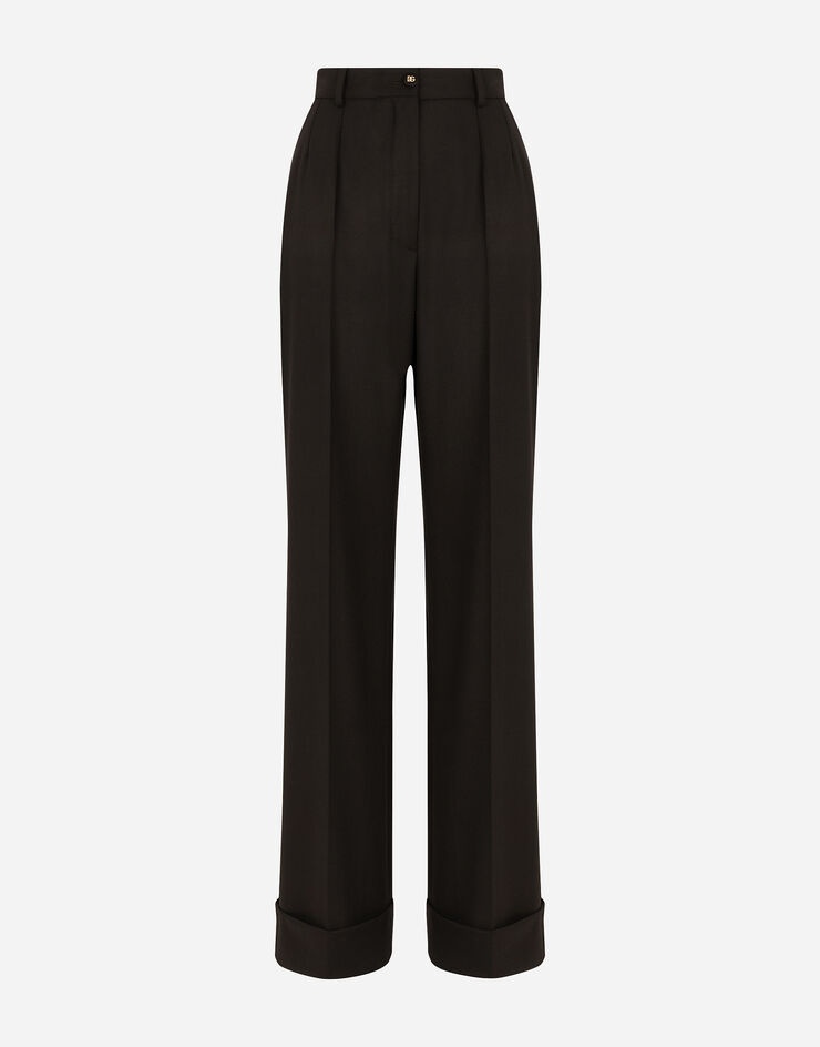 Woolen palazzo pants with turn-ups - 1