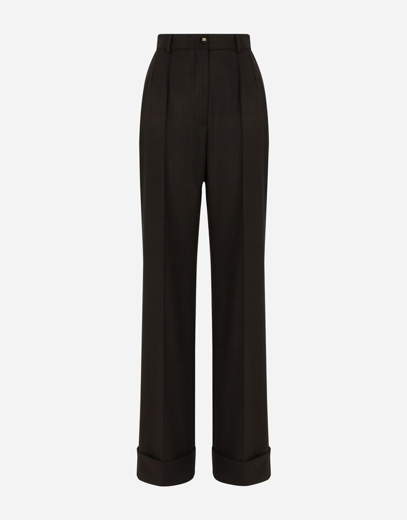 Woolen palazzo pants with turn-ups 1