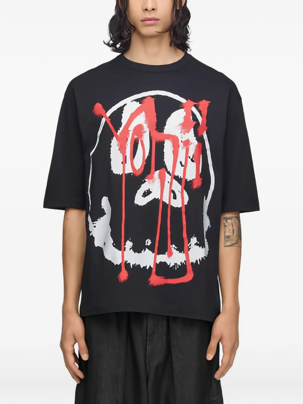 skull graphic T-shirt in black/red - 1