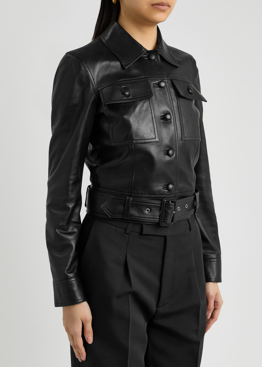 Saint Laurent Belted Panelled Leather Jacket - 2