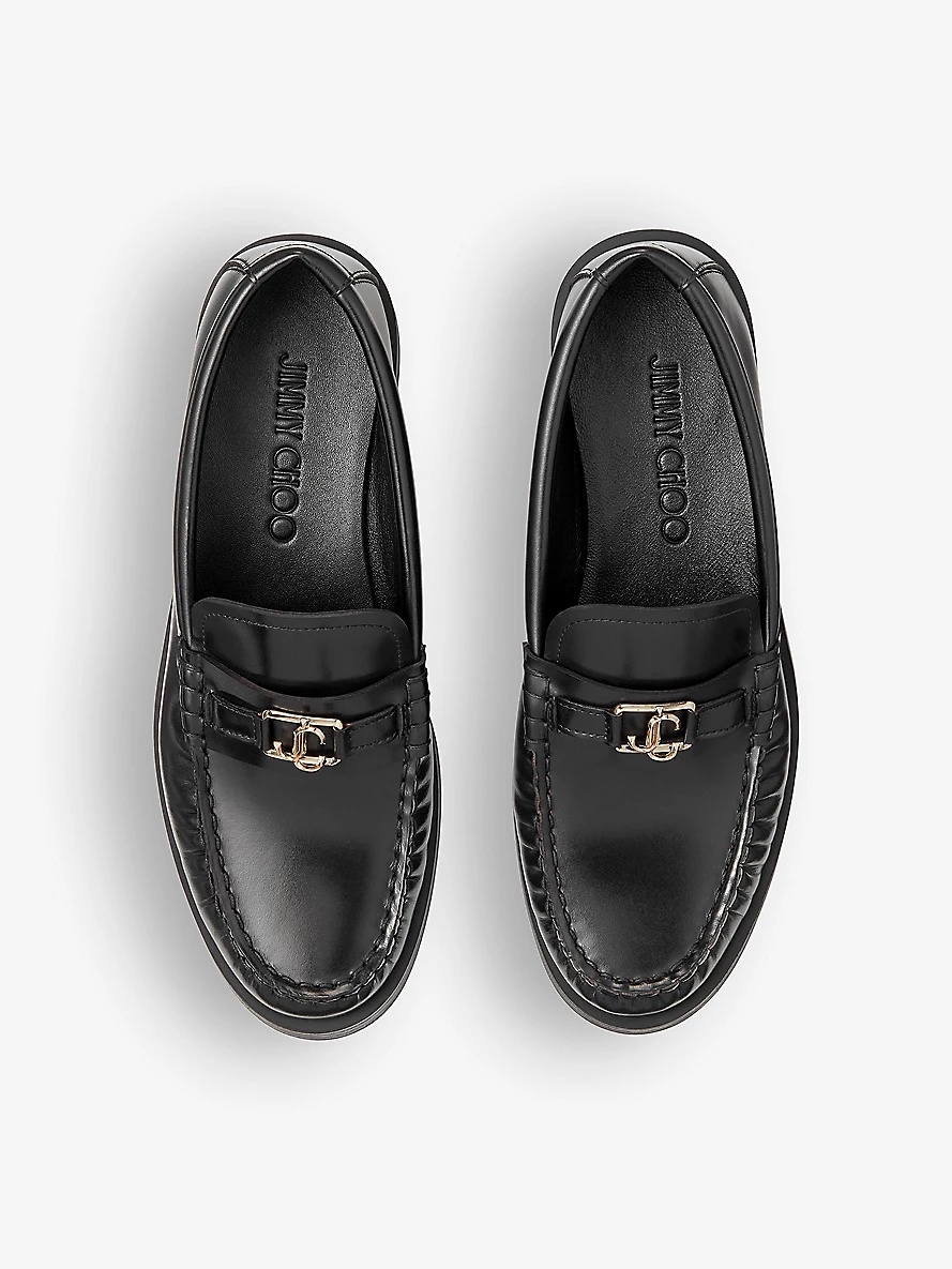 Addie logo-plaque leather loafers - 2