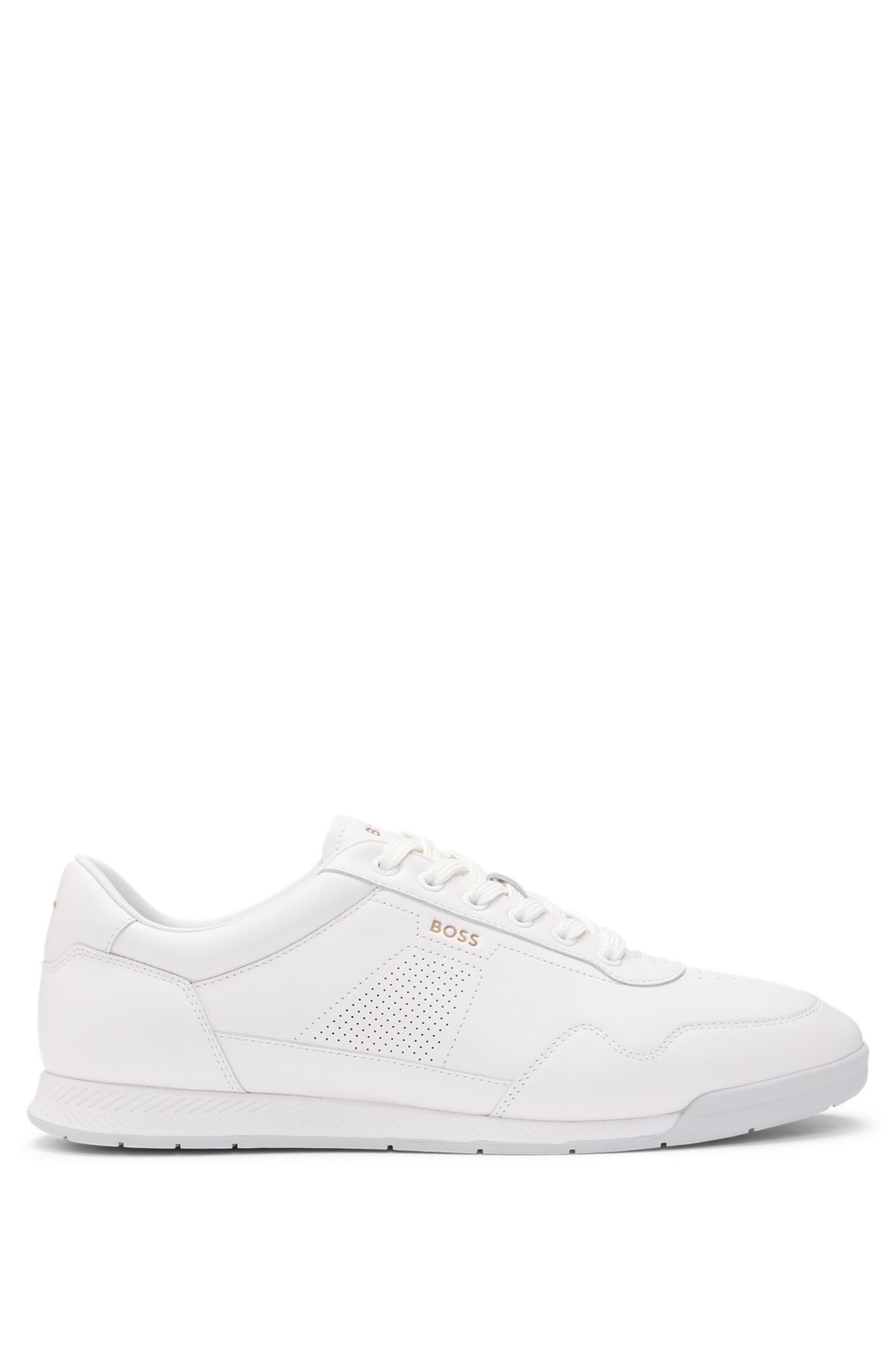 NAPPA-LEATHER TRAINERS WITH PERFORATED DETAILS - 1