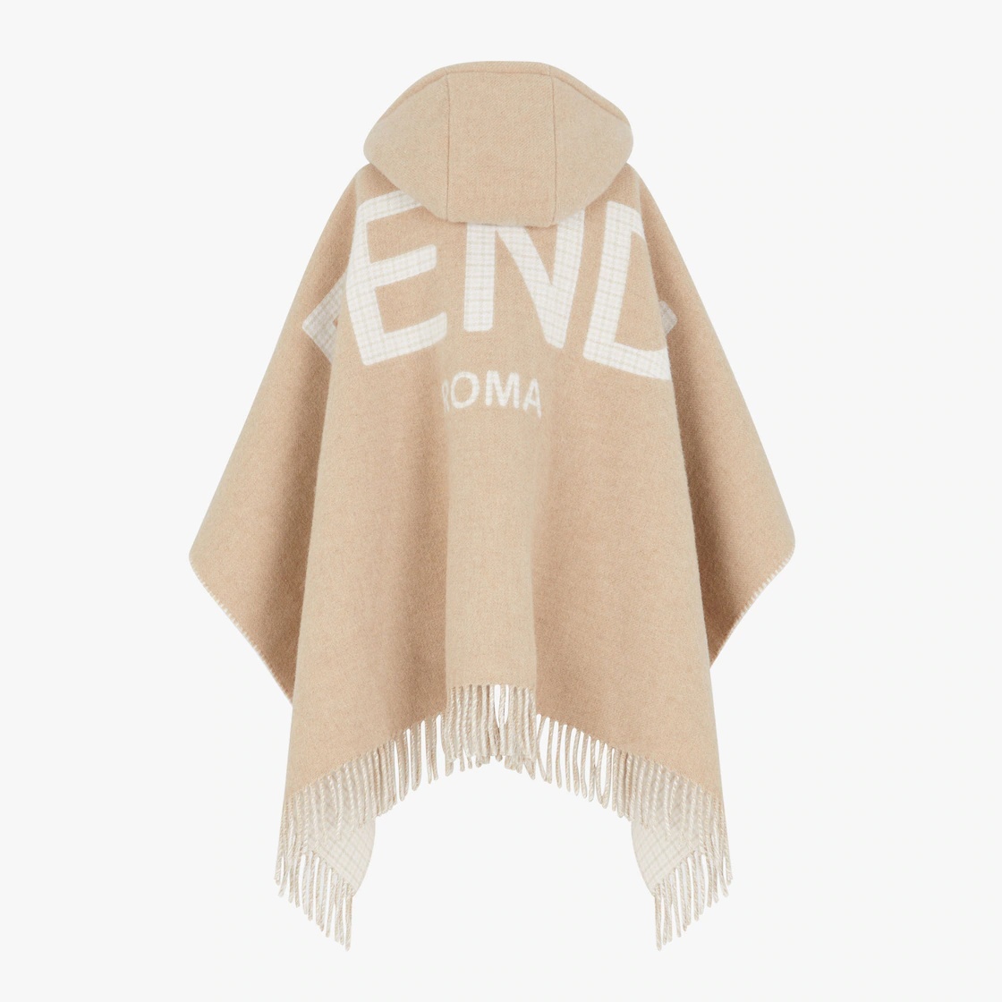 Beige wool and cashmere poncho - 2