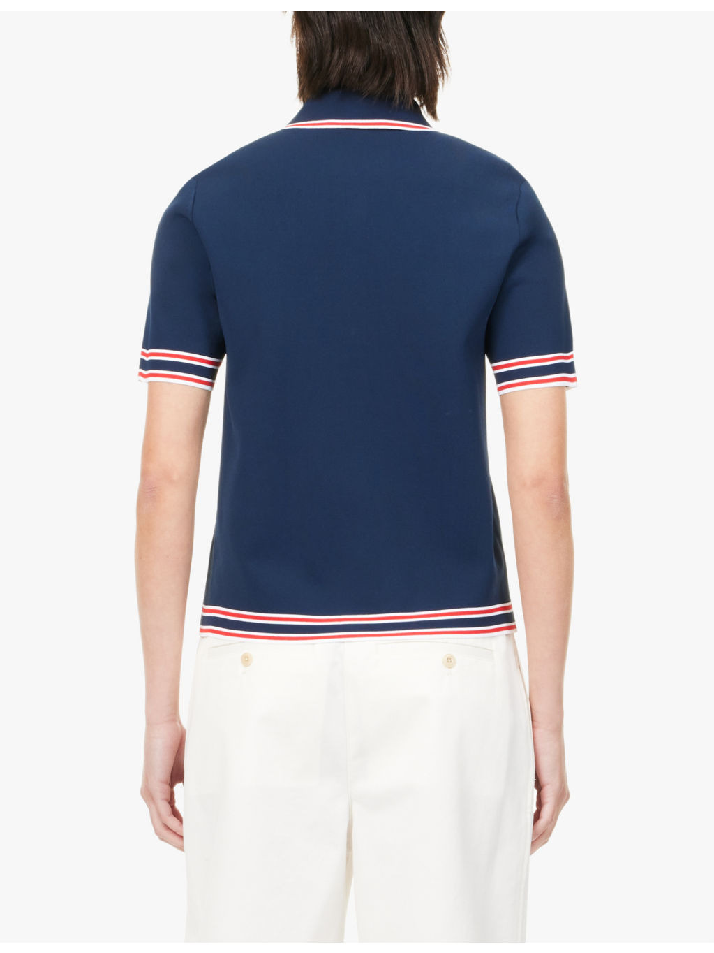 Brand-embroidered short-sleeved woven-blend polo shirt - 4