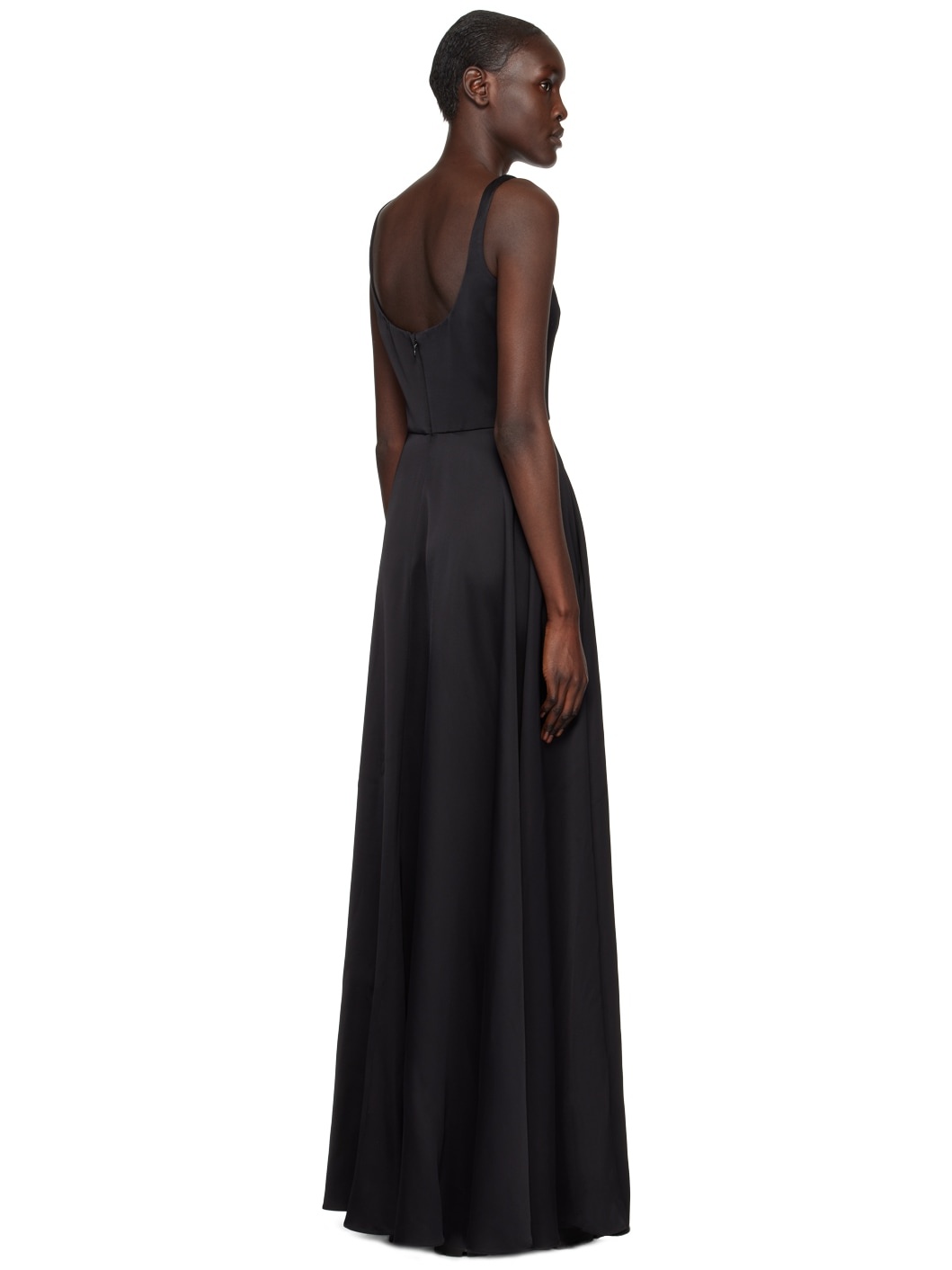 Black Asymmetric Maxi Dress - 3