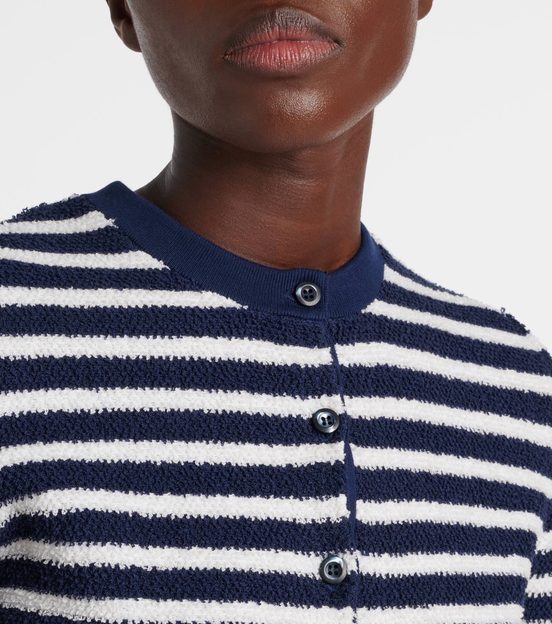 Striped cotton-blend bouclé cardigan - 4