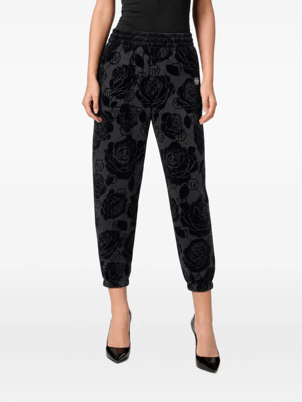 jogging pants flock flower monogram - 1