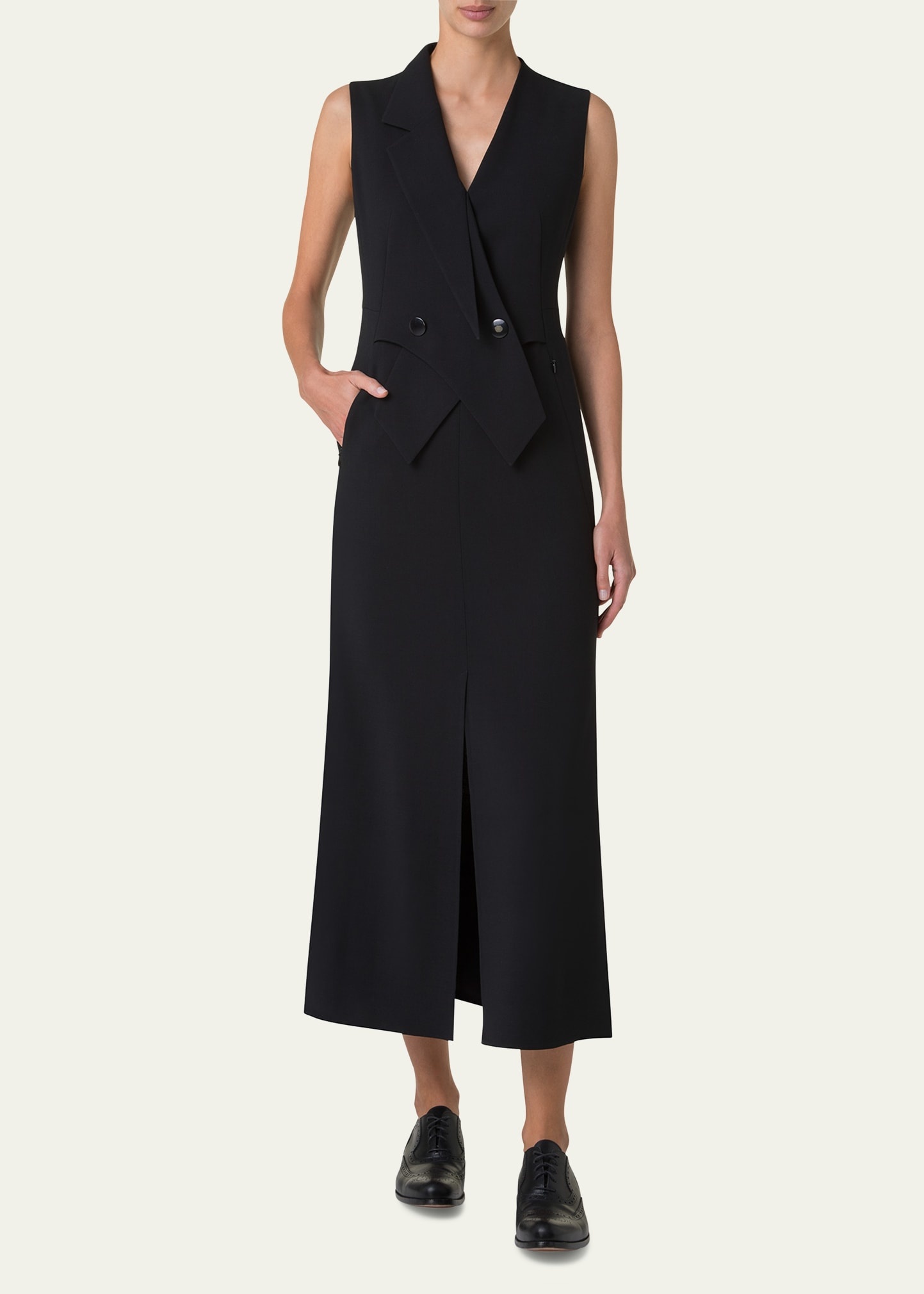 Double-Face Wool Midi Sheath Dress - 2